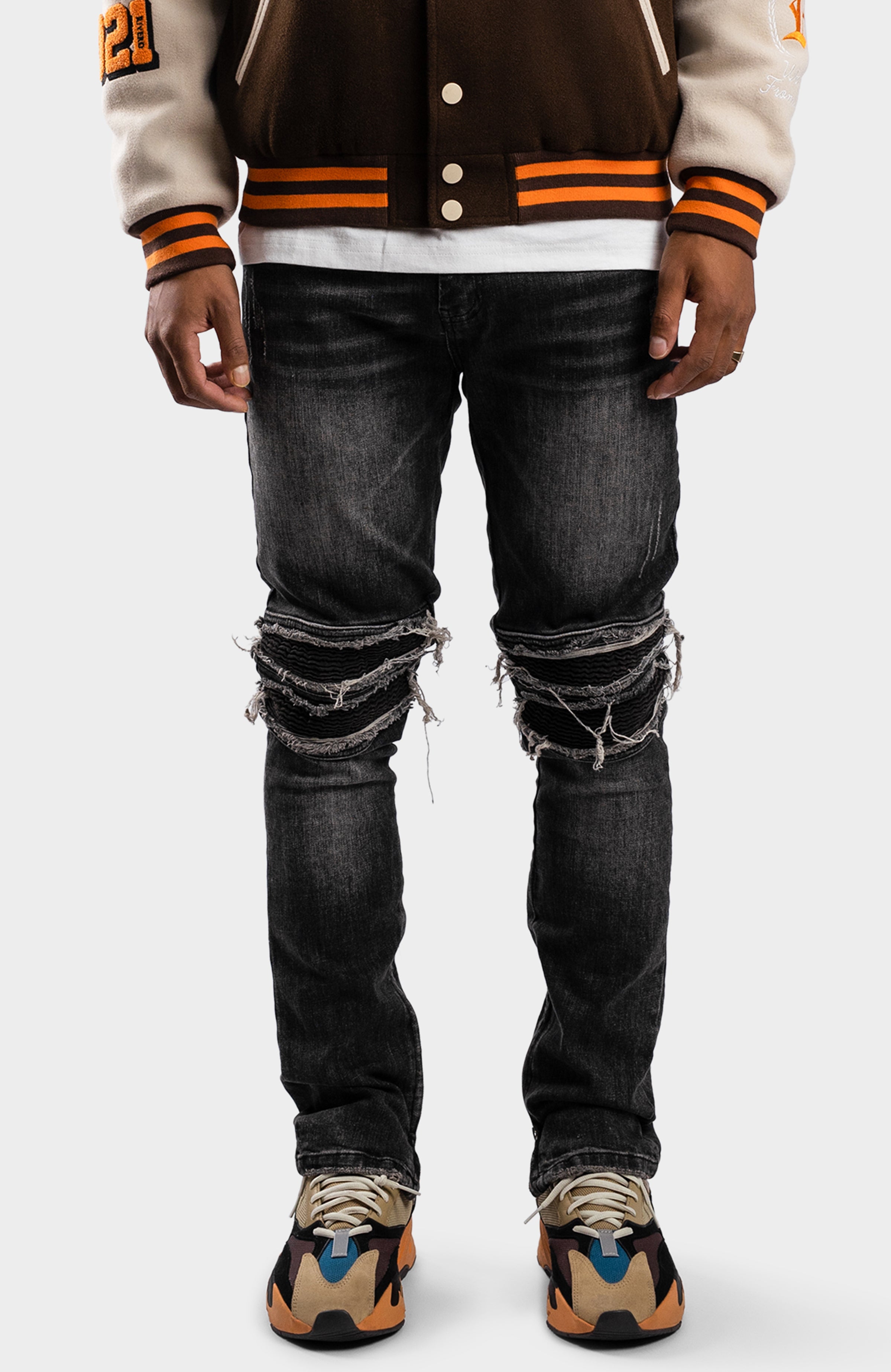 ZIP DENIM JEANS BLACK