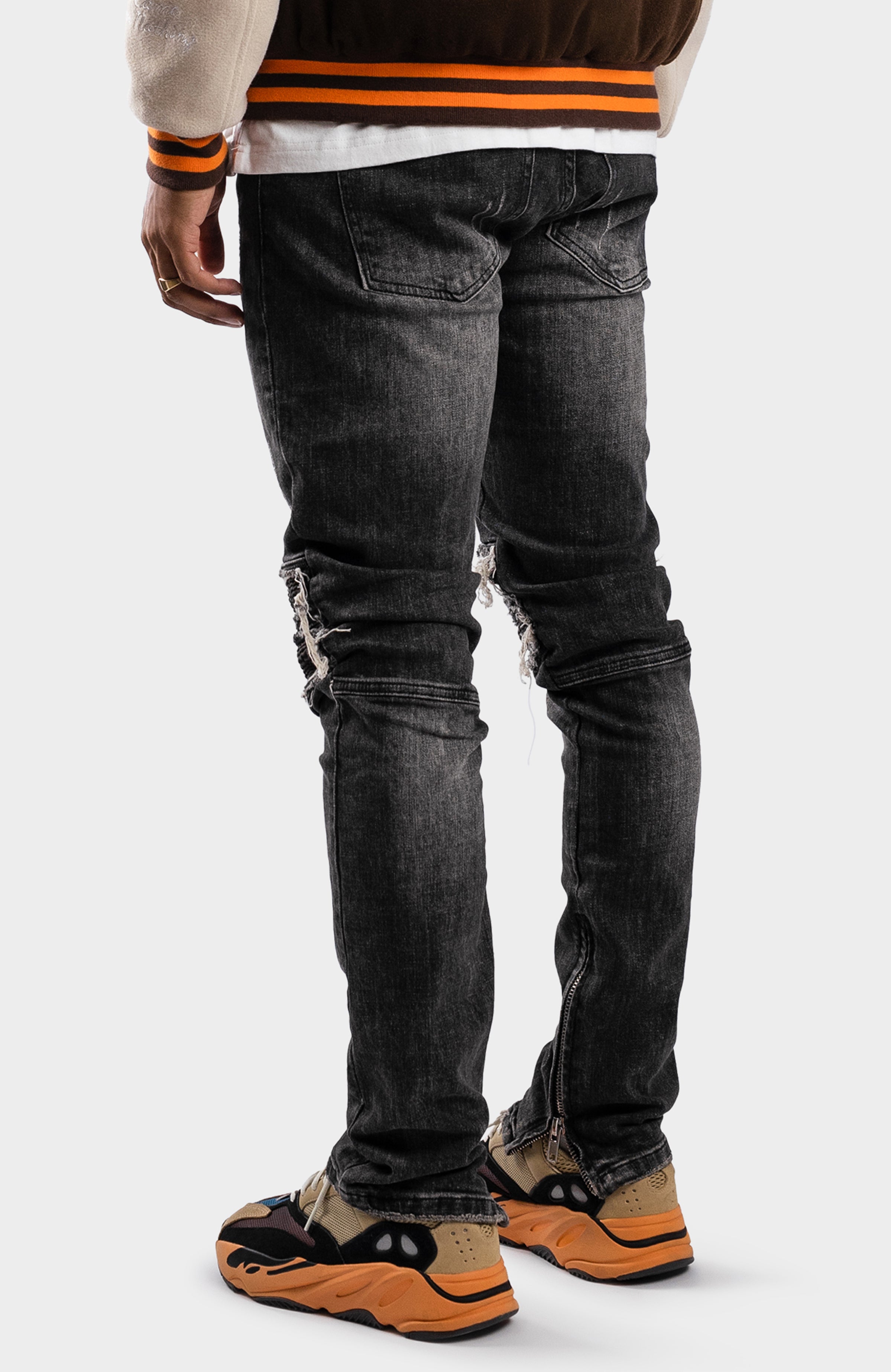 ZIP DENIM JEANS BLACK