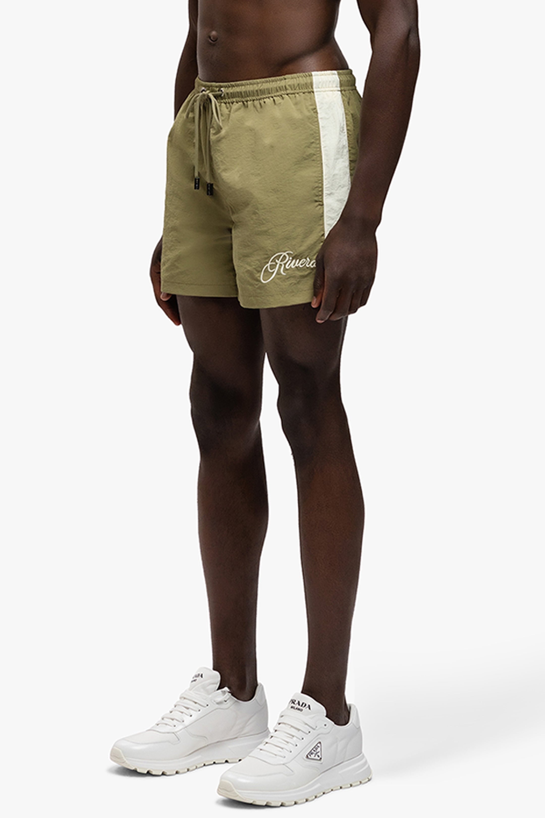 RETRO SWIMSHORTS GREEN/OFF WHITE