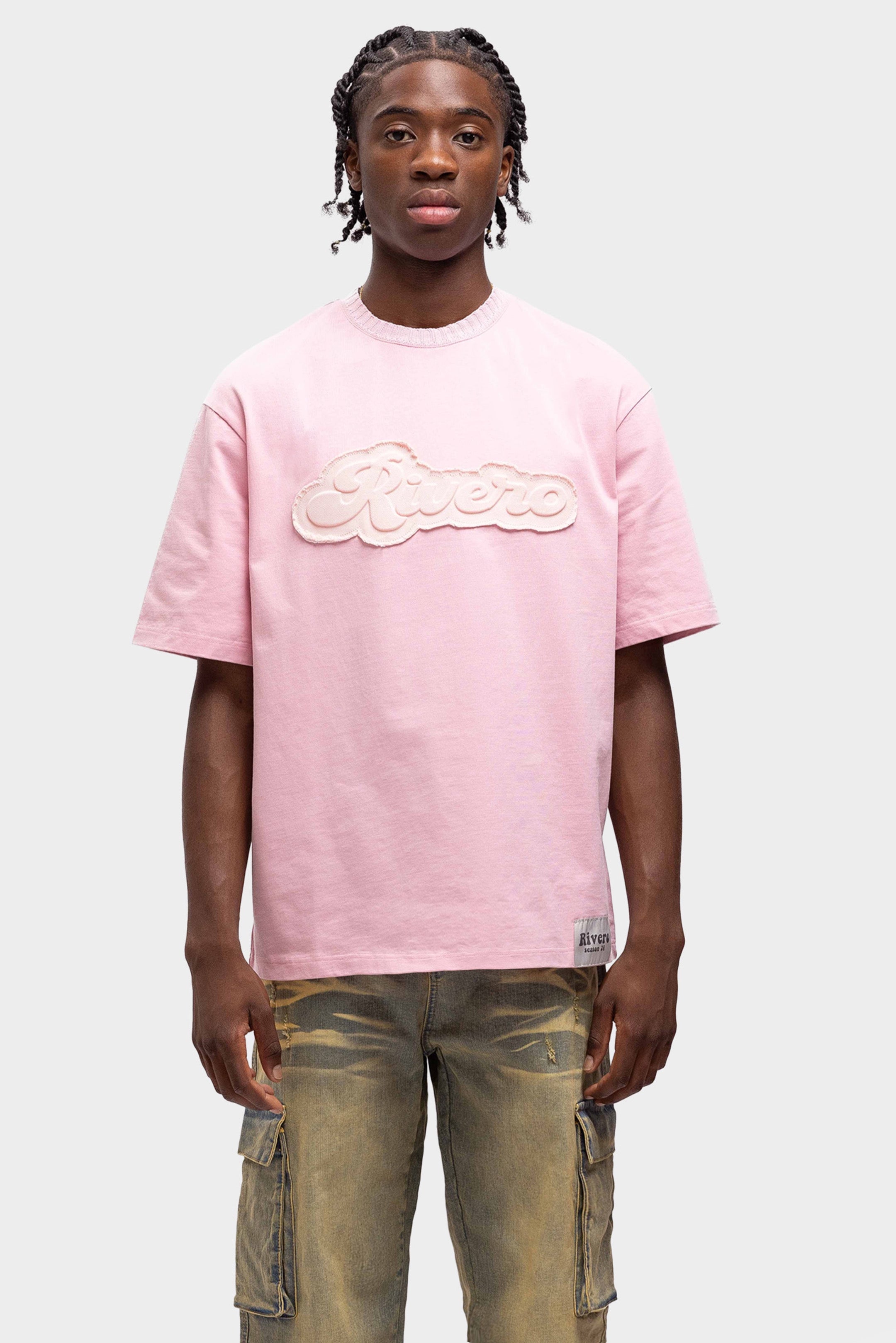 EMBOSSED OVERSIZED T-SHIRT PINK
