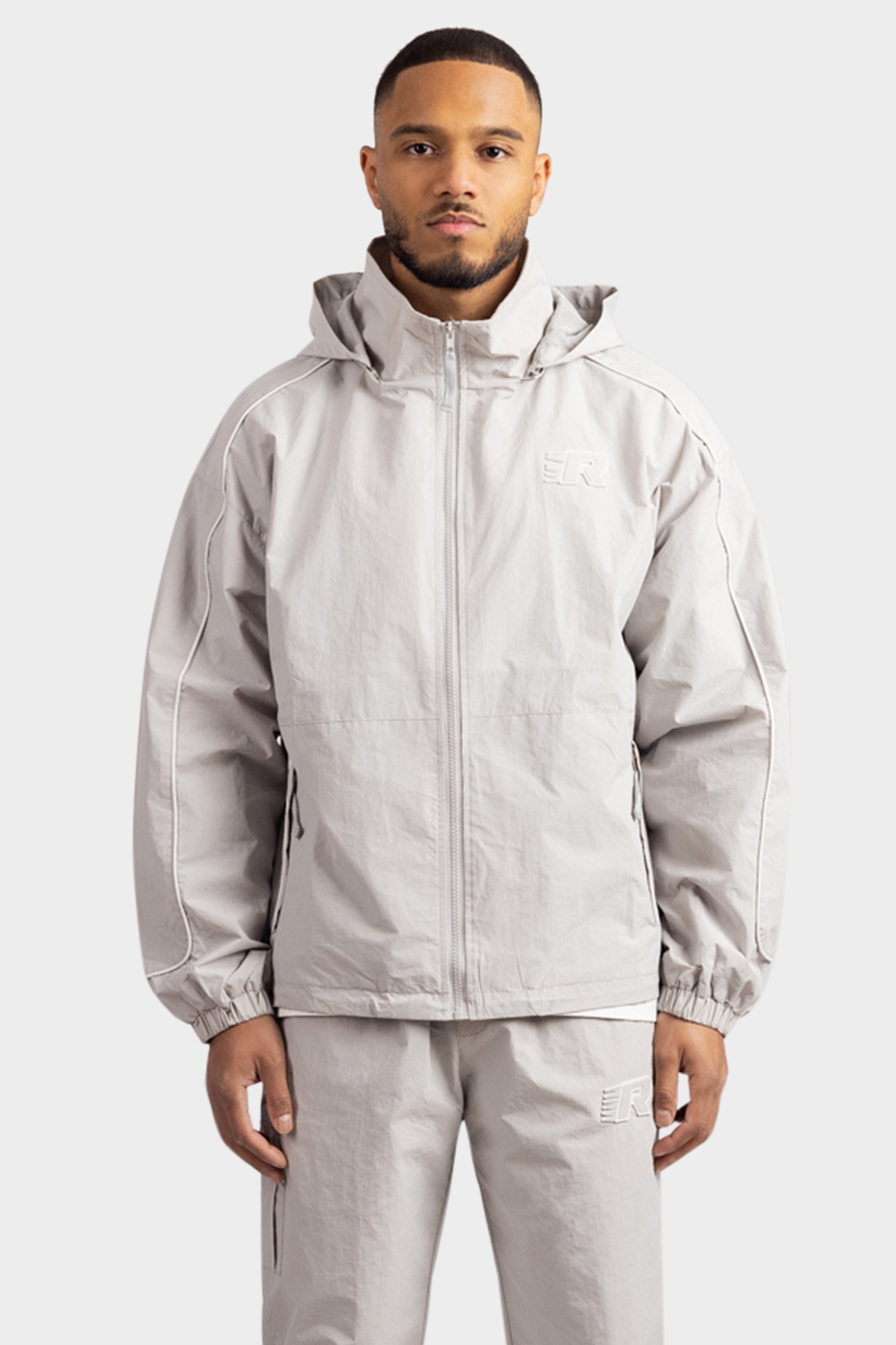 TRACKJACKET REMOVABLE HOOD LIGHT GREY