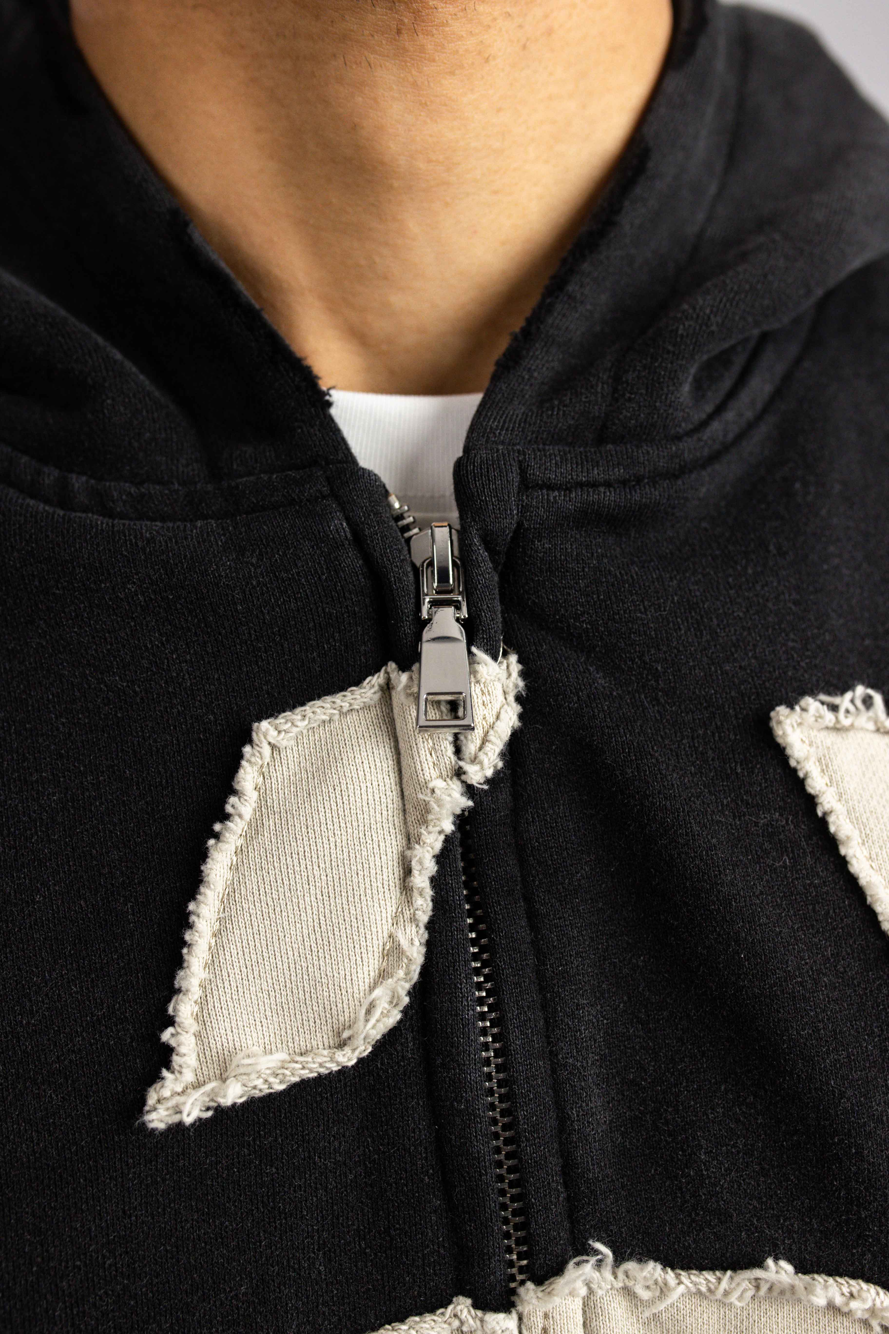 SCRIPT ZIP HOODIE WASHED BLACK