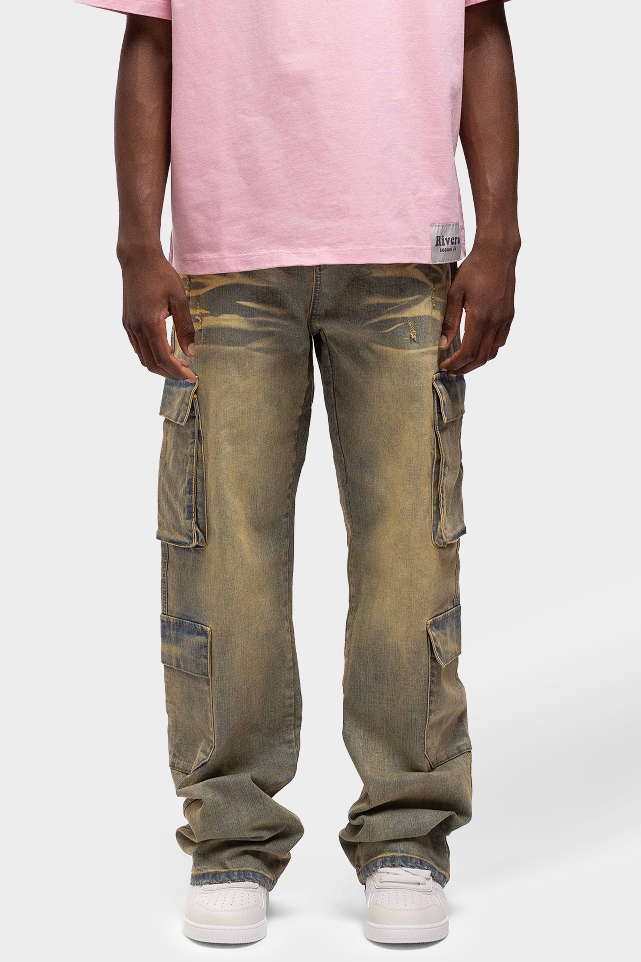 BAGGY HEAVY WASHED CARGO DENIM JEANS