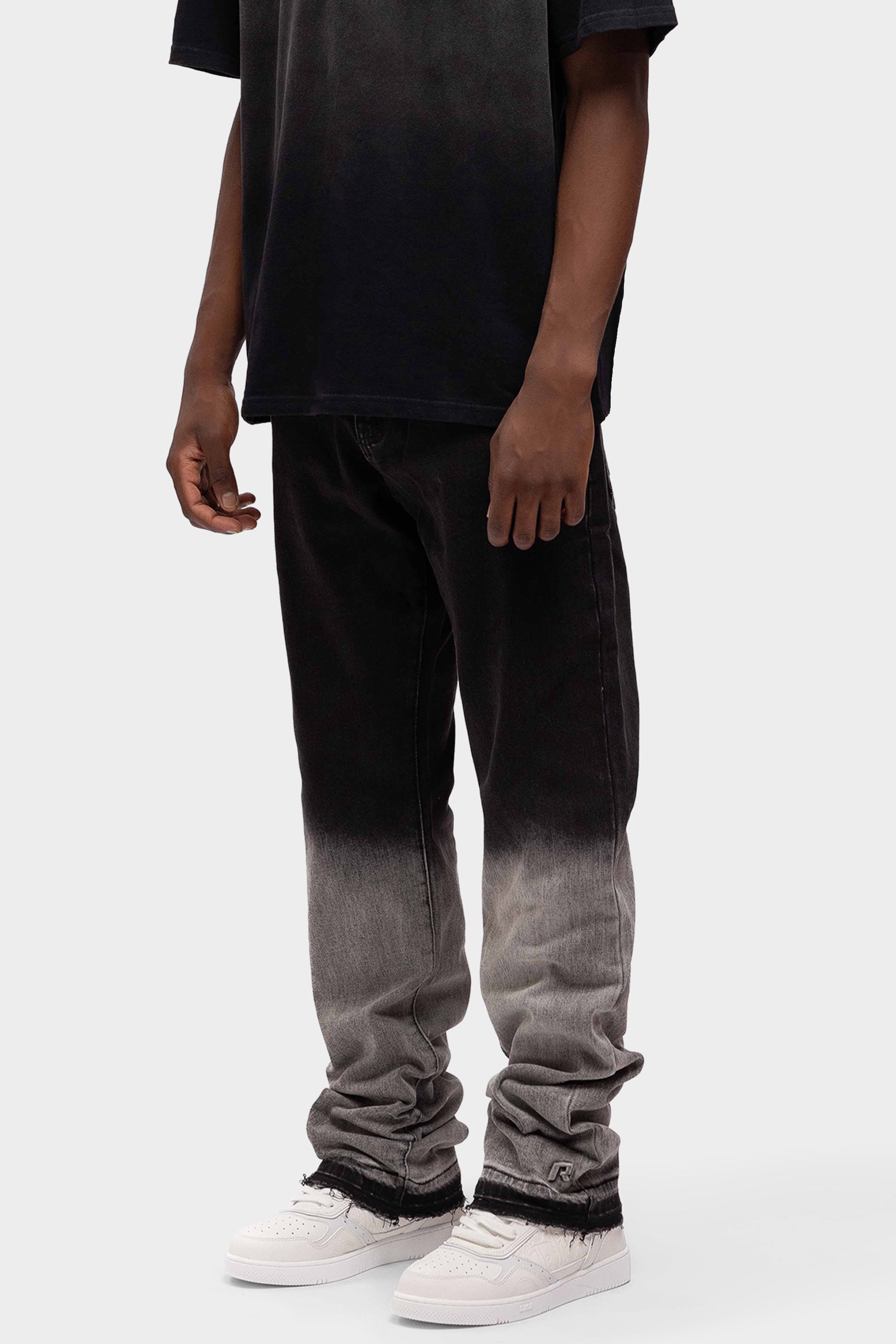 REGULAR GRADIENT WASHED DENIM JEANS BLACK/GREY