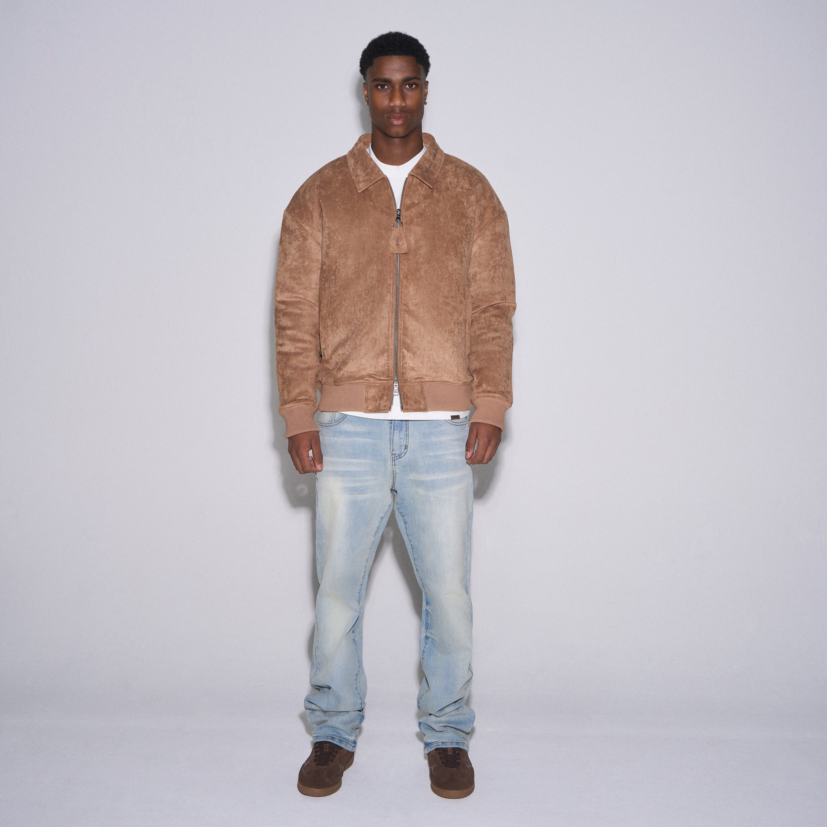 REGULAR PLAIN MIST BLUE EMBOSSED DENIM JEANS PRE-ORDER