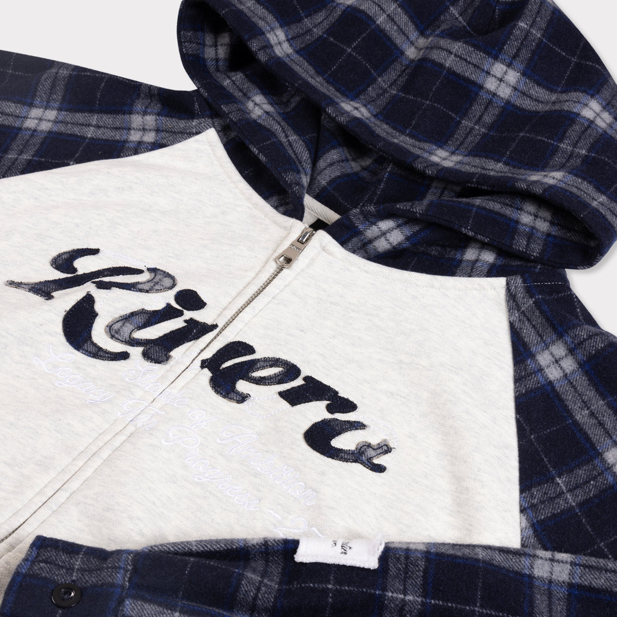CONTRAST PLAID ZIP HOODIE