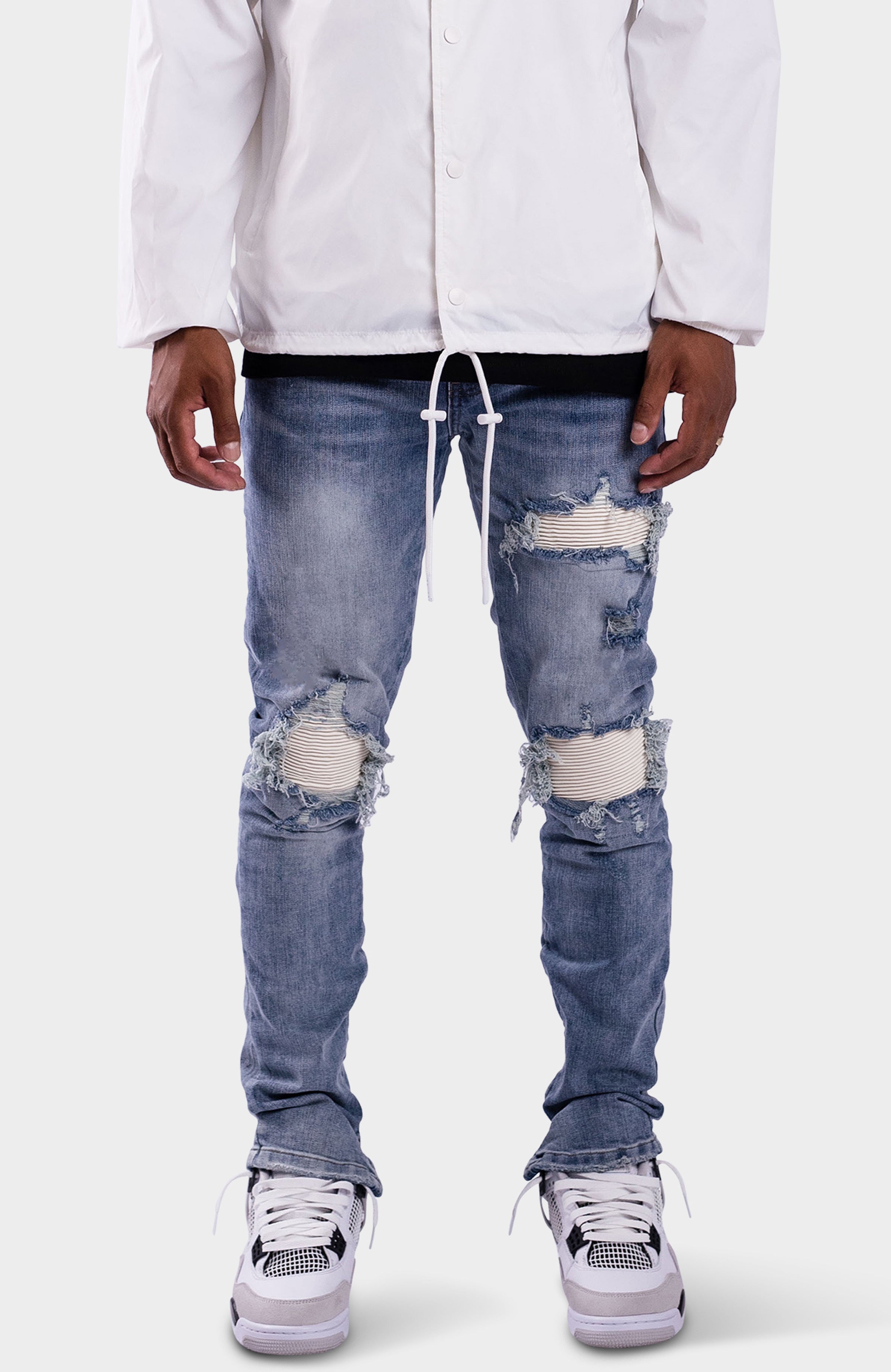 ZIP DENIM JEANS LIGHT BLUE
