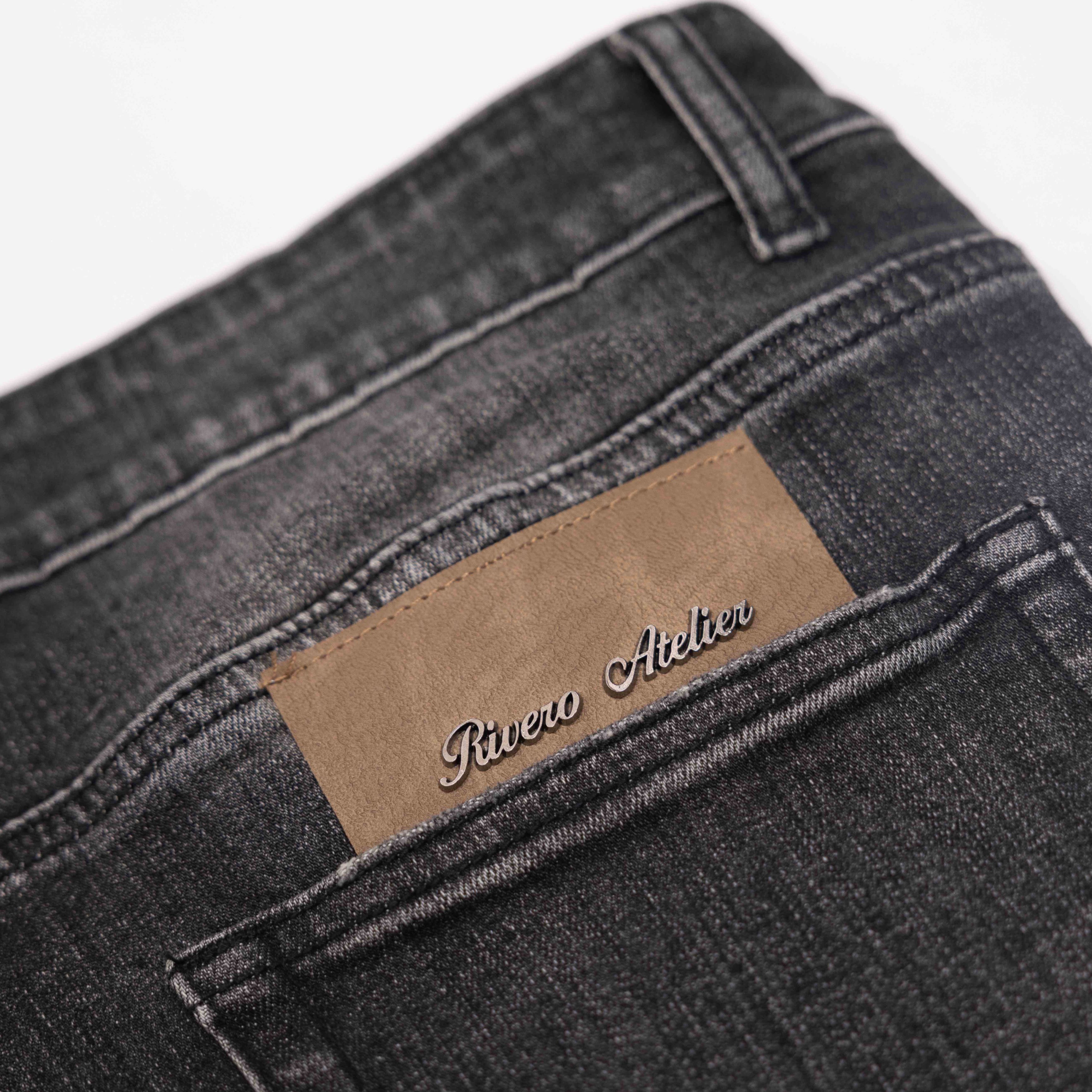 RELAXED BUTTONED ZIP DENIM WASHED BLACK – Rivero Fashion