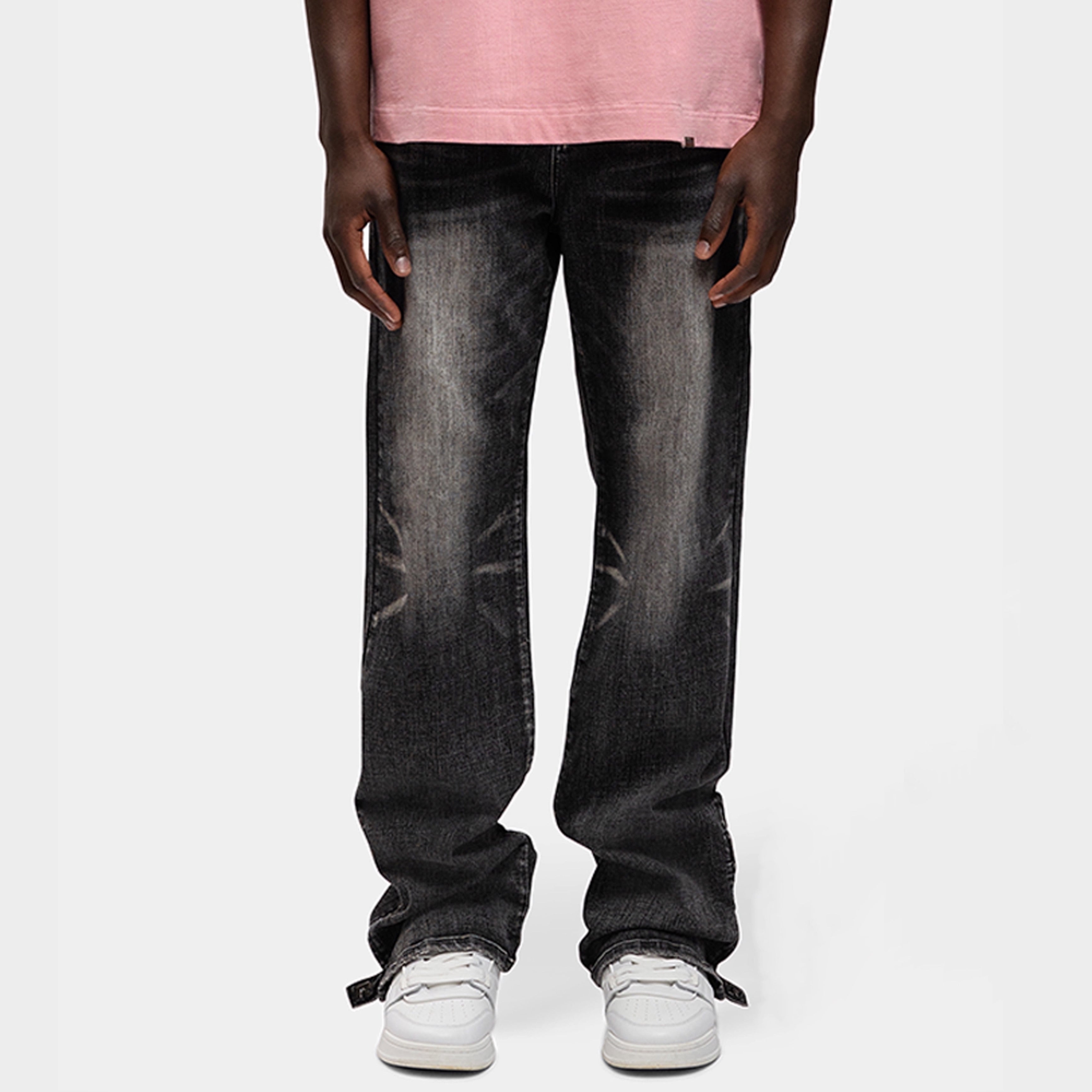 RELAXED BUTTONED ZIP DENIM WASHED BLACK – Rivero Fashion