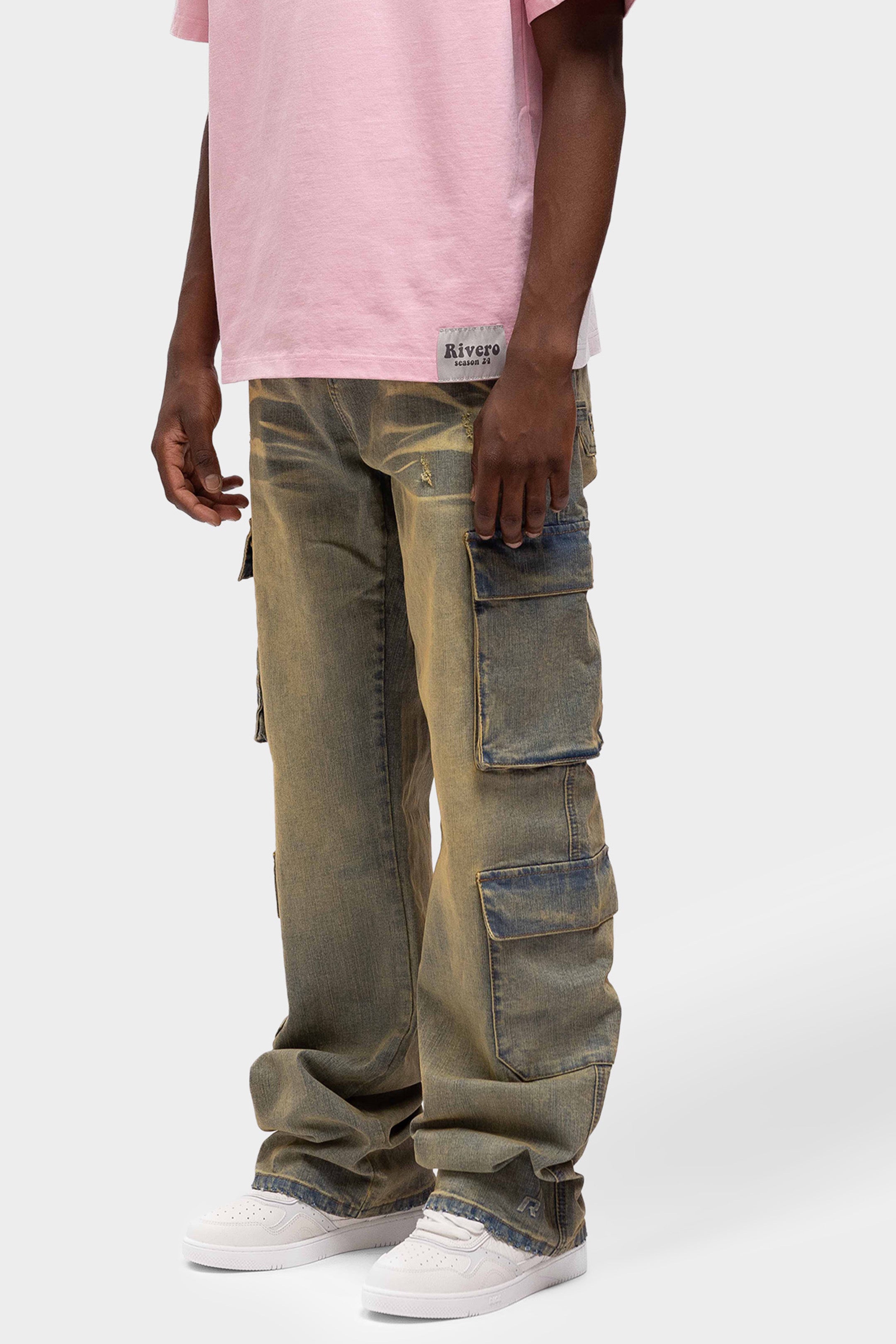 BAGGY HEAVY WASHED CARGO DENIM JEANS
