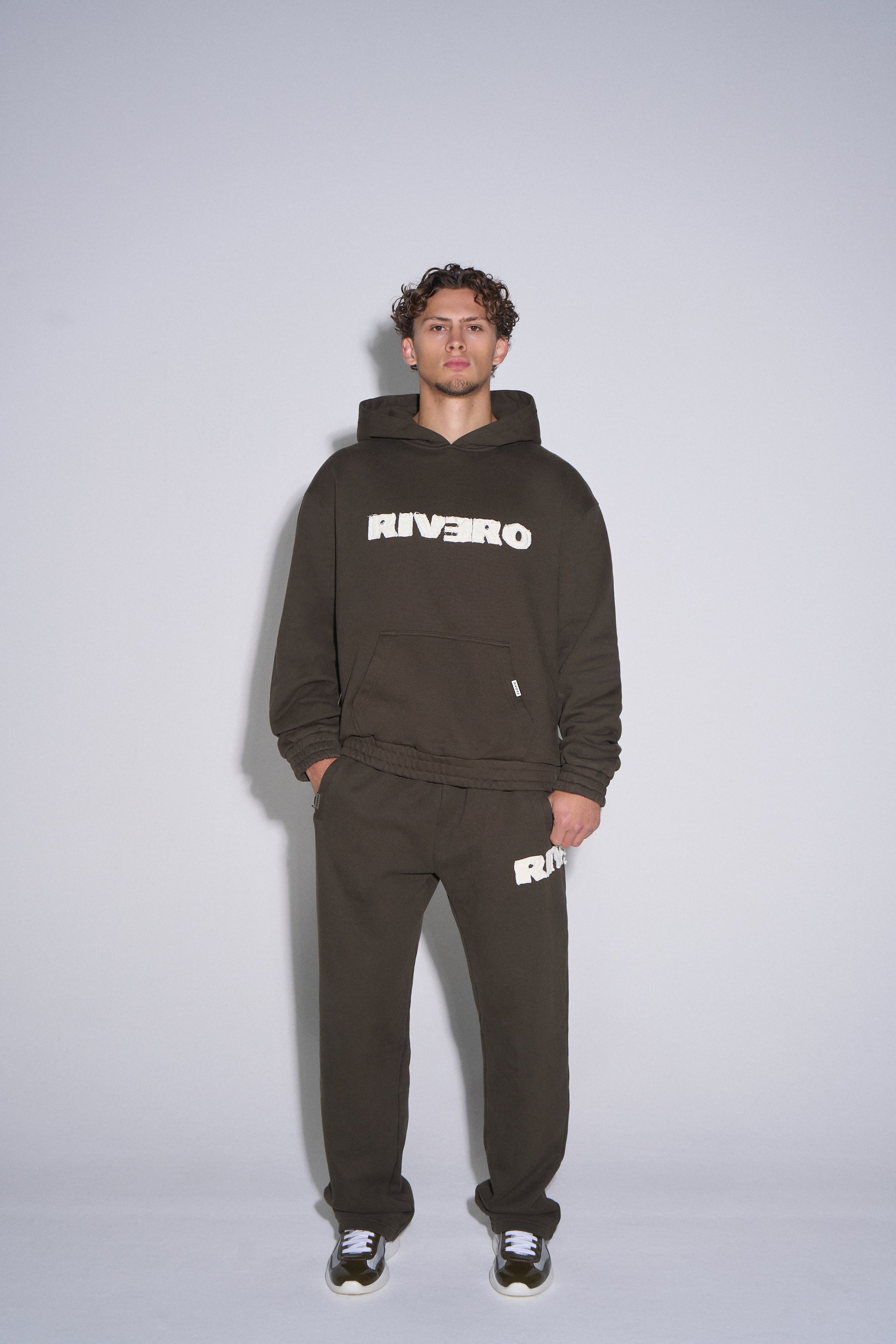 FRAYED ECHO HOODIE BROWN
