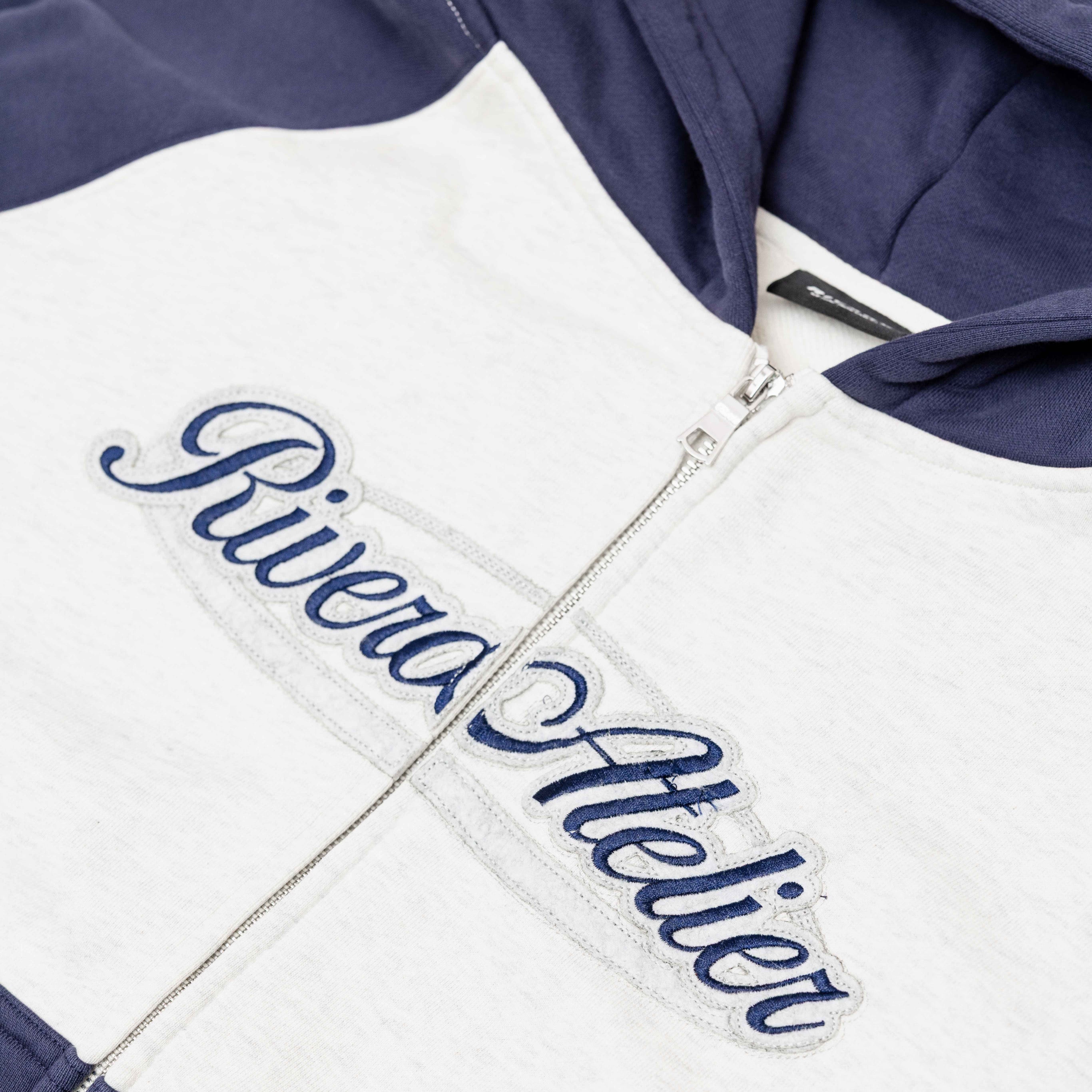 RAGLAN COLLEGE ZIP HOODIE NAVY/GREY