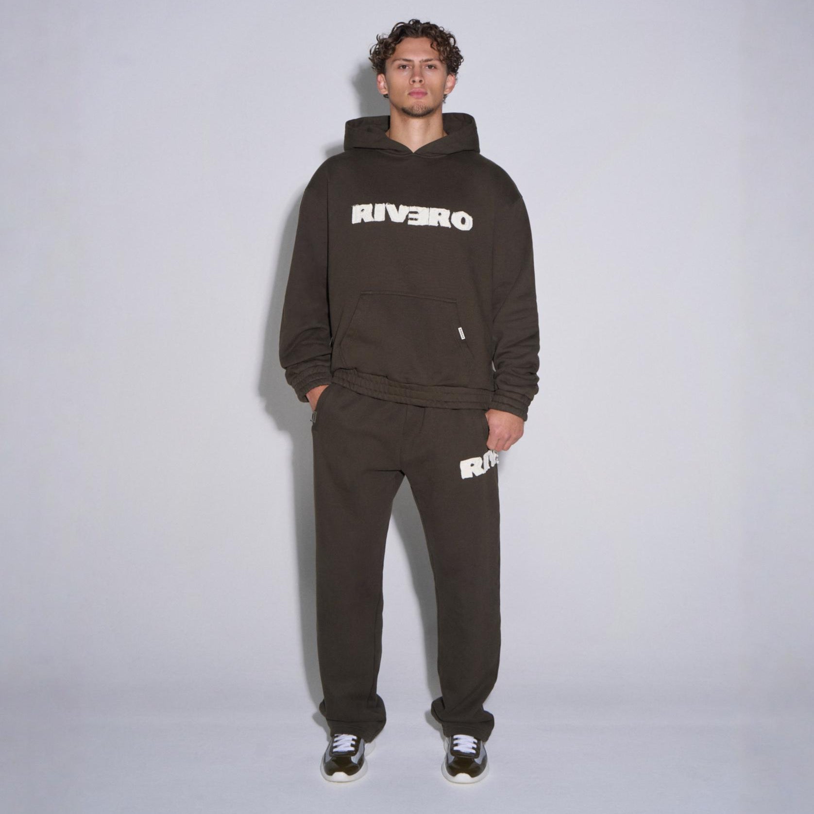 FRAYED ECHO HOODIE BROWN