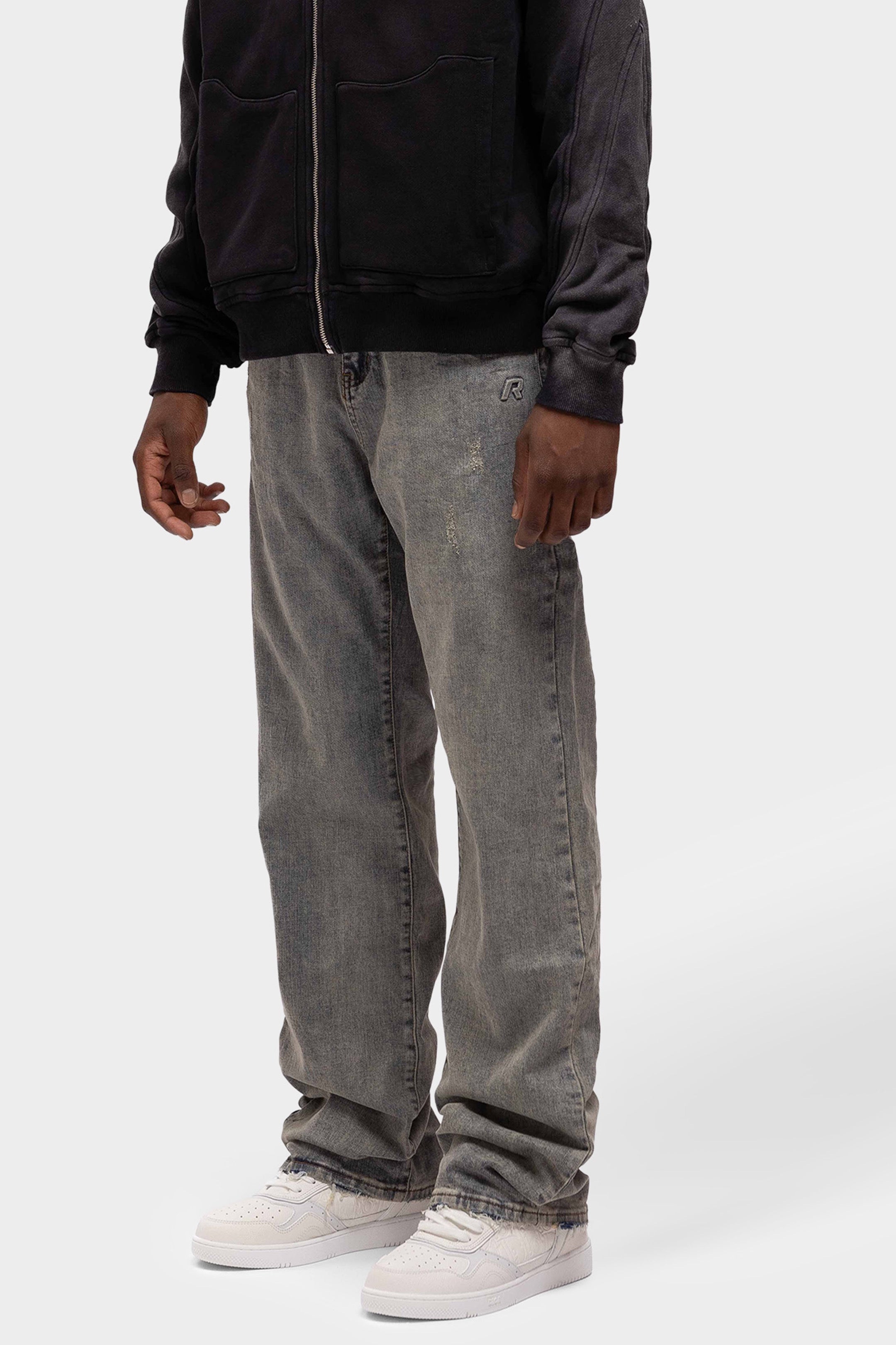 RELAXED VINTAGE WASHED EMBOSSED DENIM JEANS