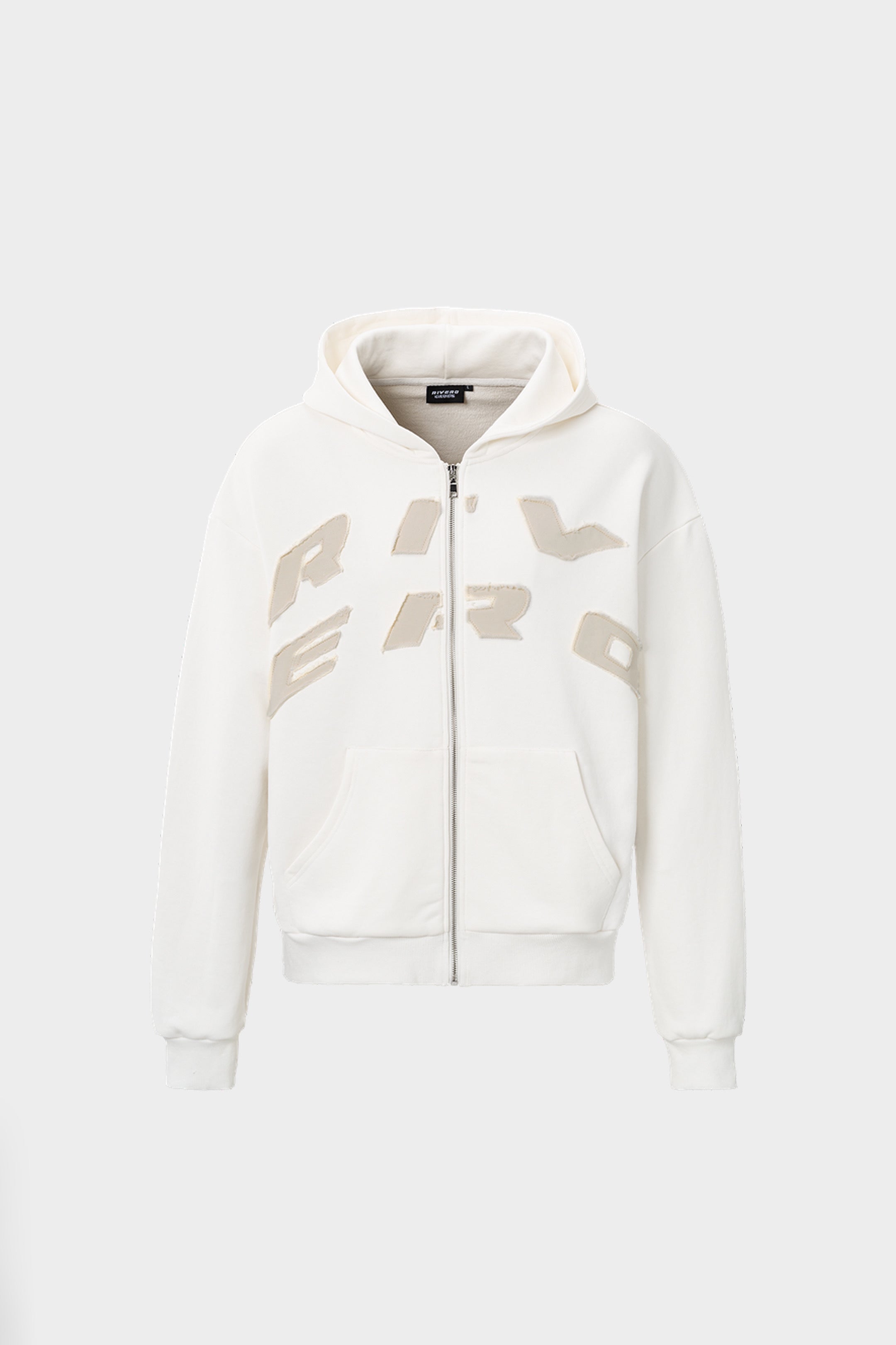 SCRIPT ZIP HOODIE WHITE