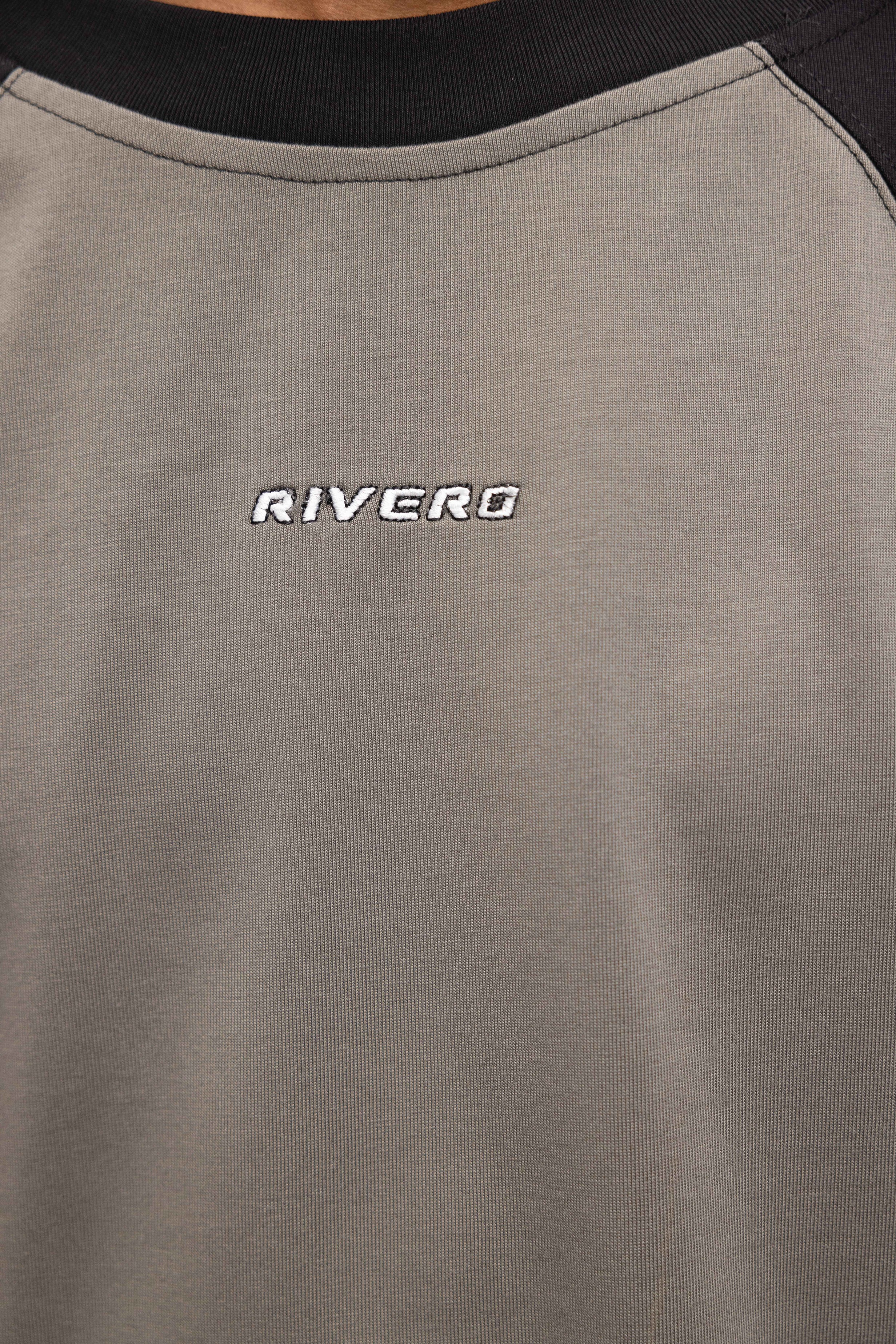 PANELED OVERSIZED LONG SLEEVE TEE BLACK/GREY