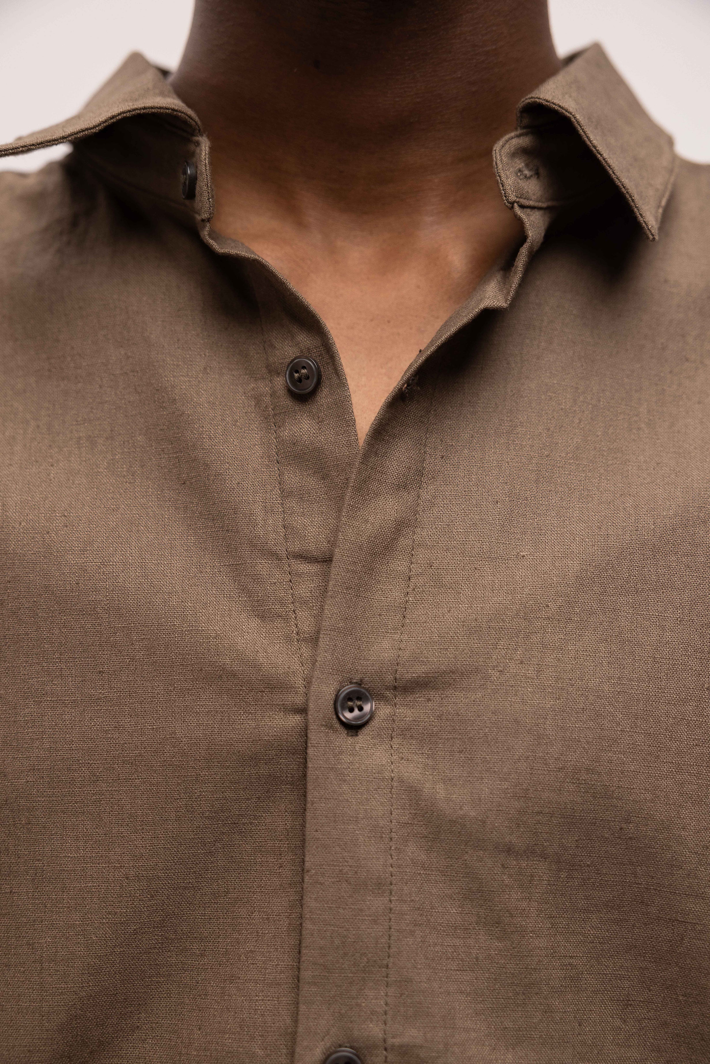 LINEN SHIRT BROWN