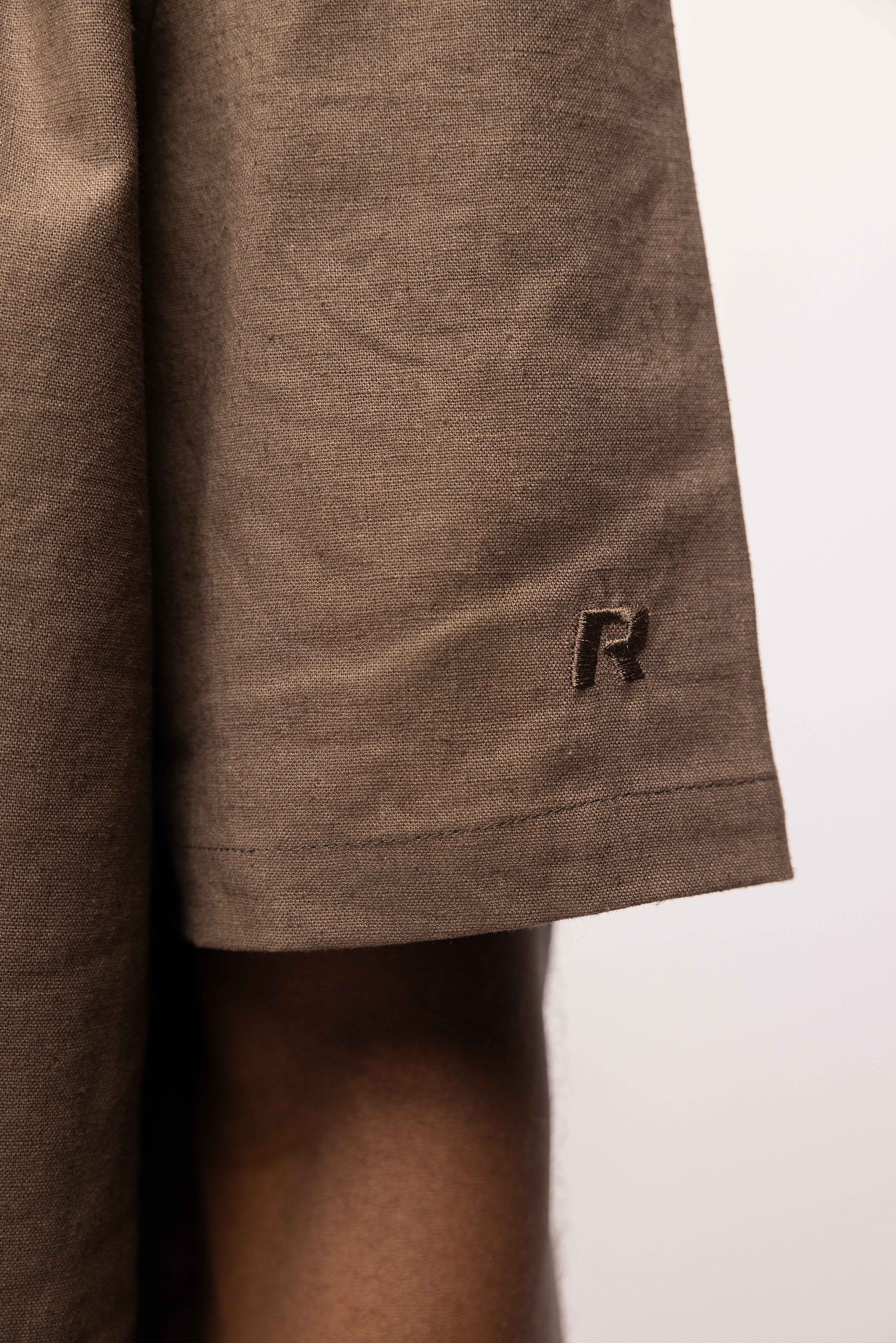LINEN SHIRT SHORT SLEEVE BROWN