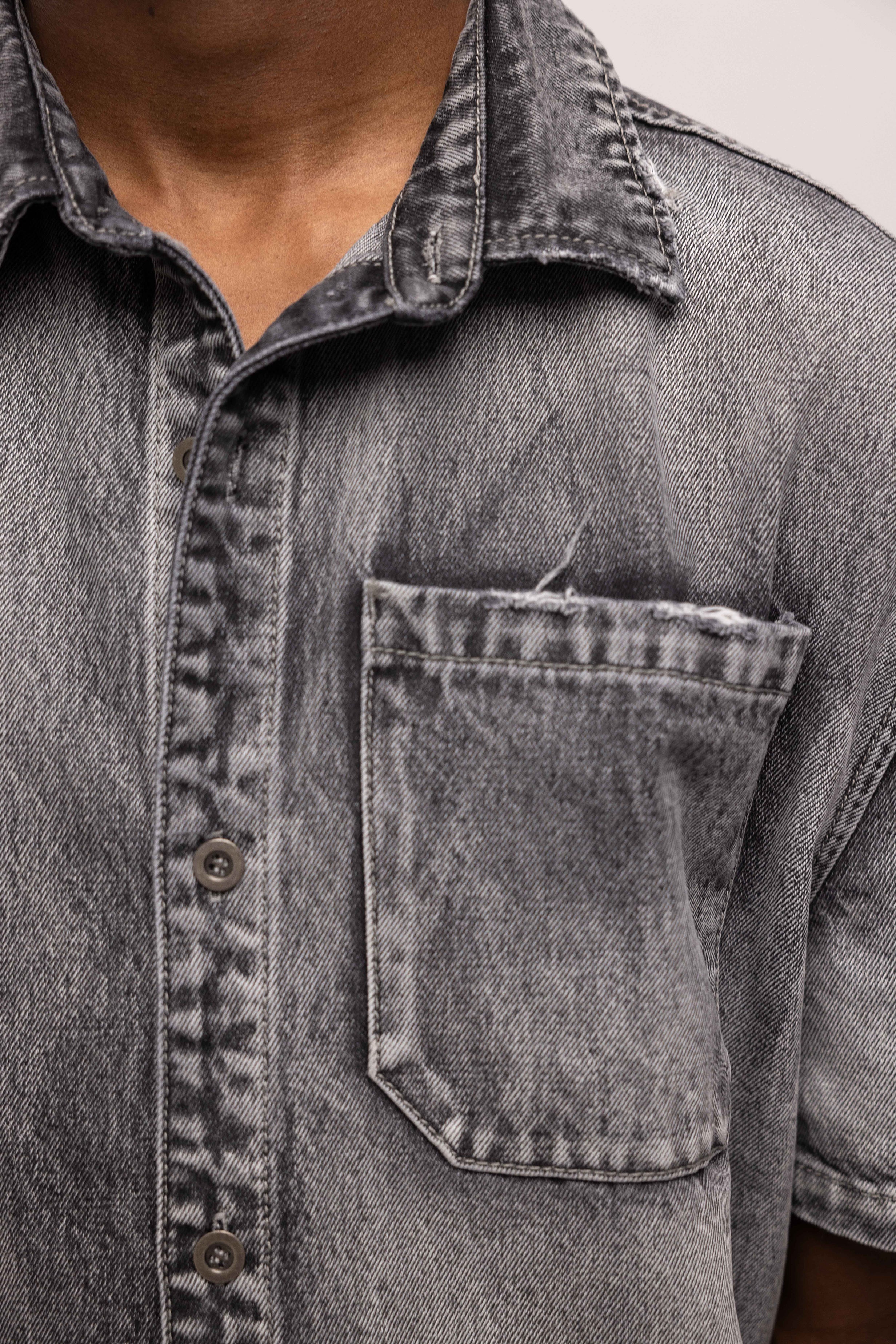 DENIM OVERSIZED SHIRT WASHED GREY