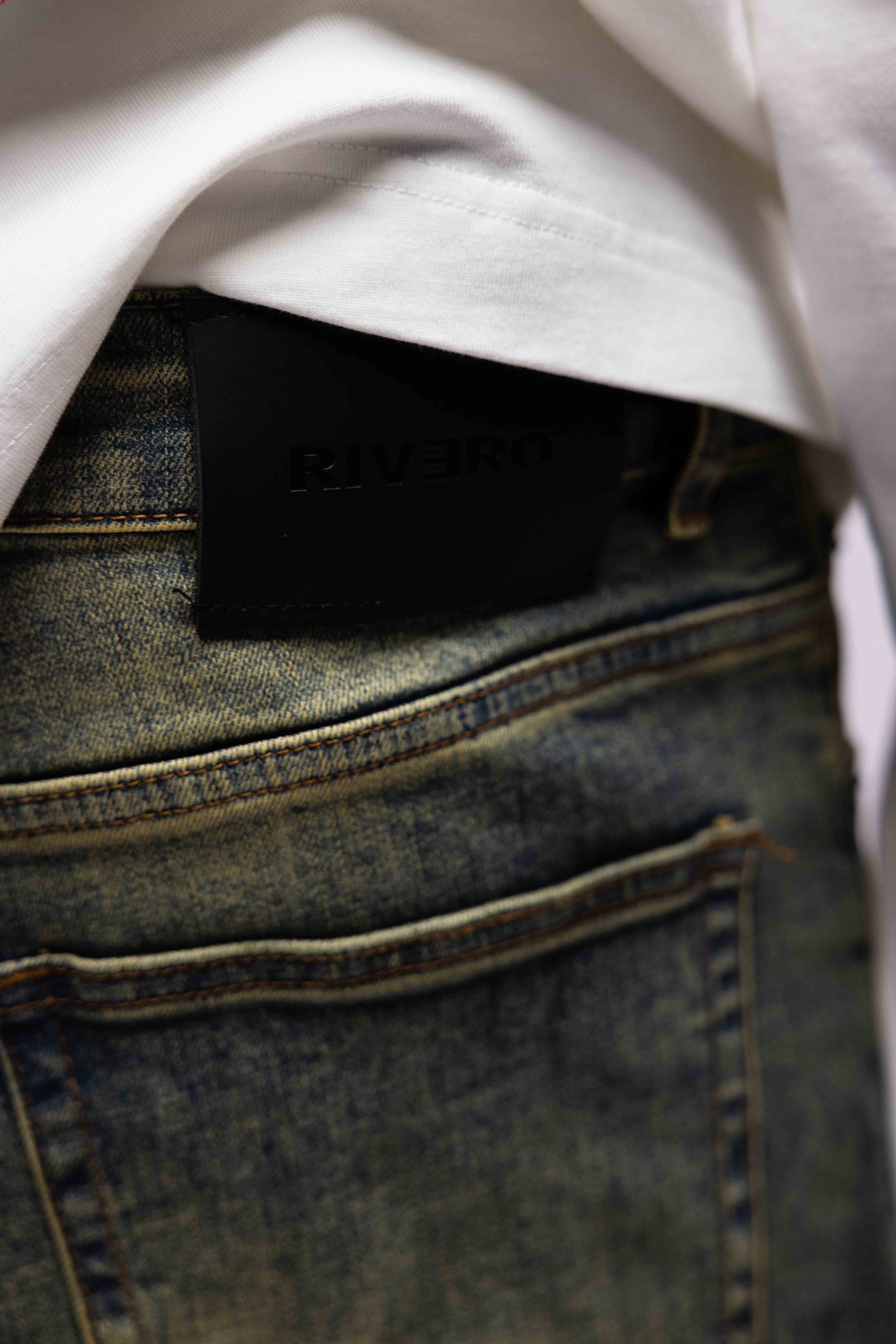 REGULAR VERIDIAN EMBOSSED DENIM JEANS