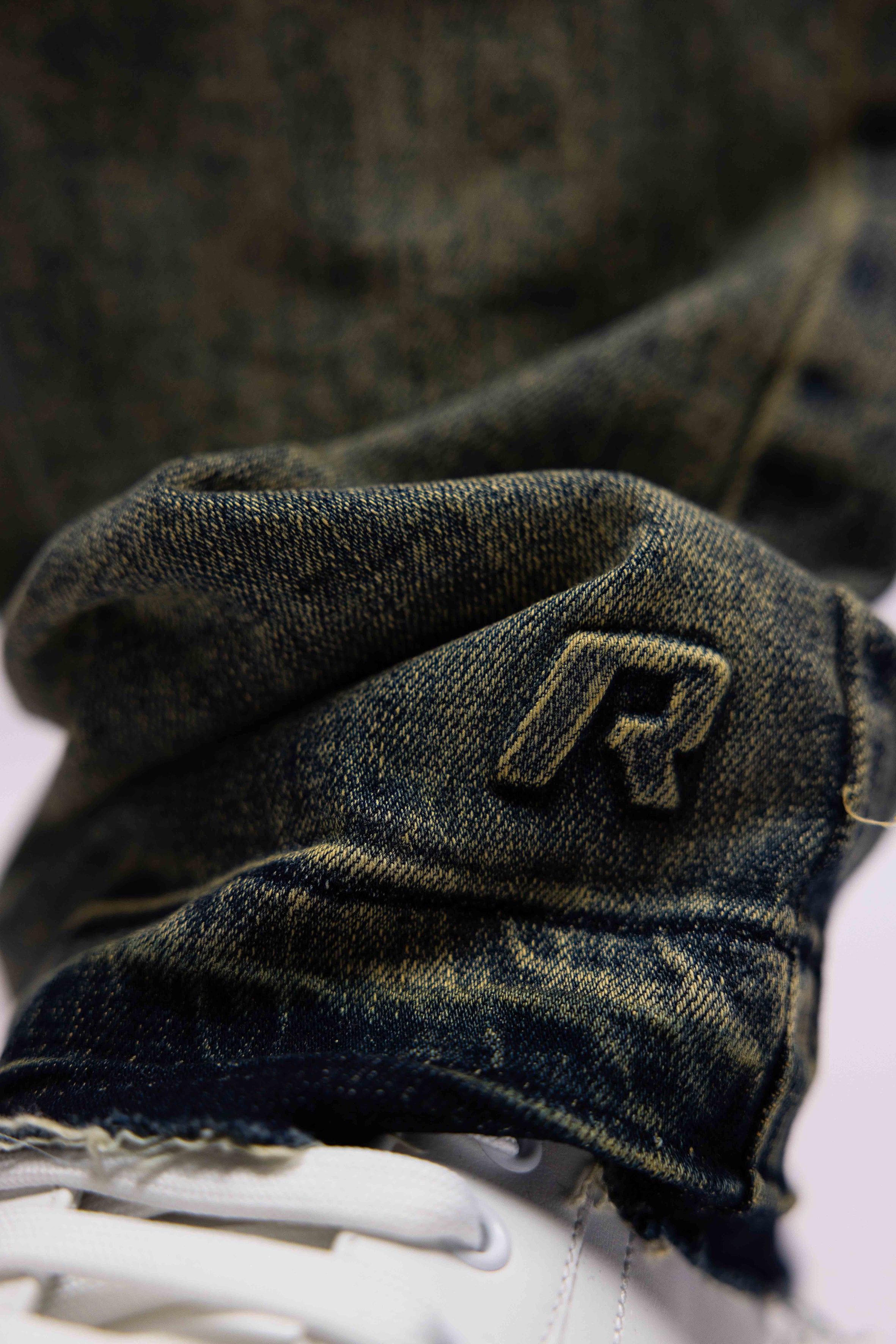 REGULAR VERIDIAN EMBOSSED DENIM JEANS