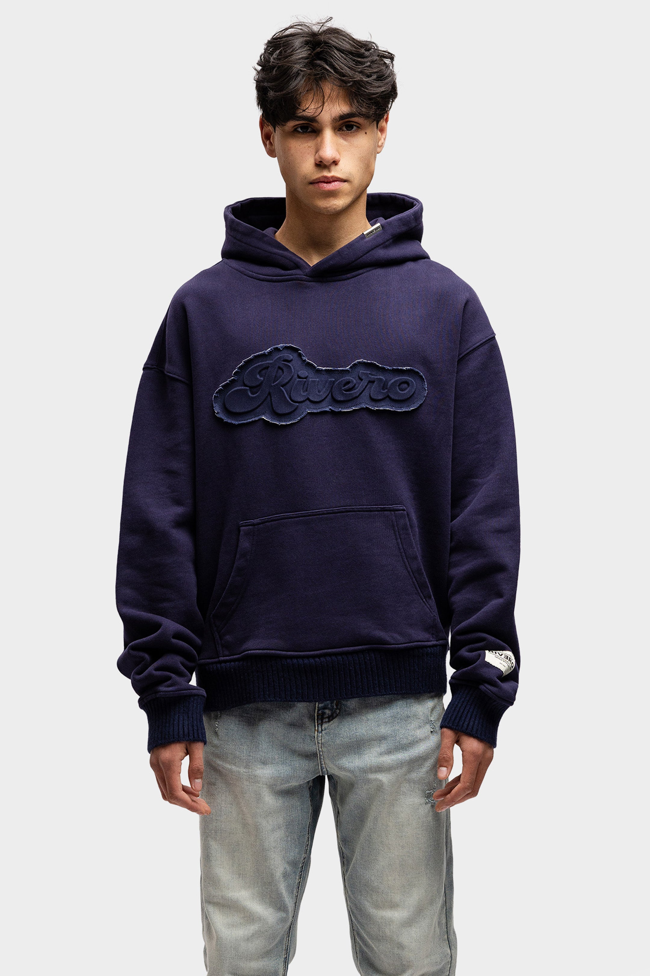 EMBOSSED HOODIE NAVY
