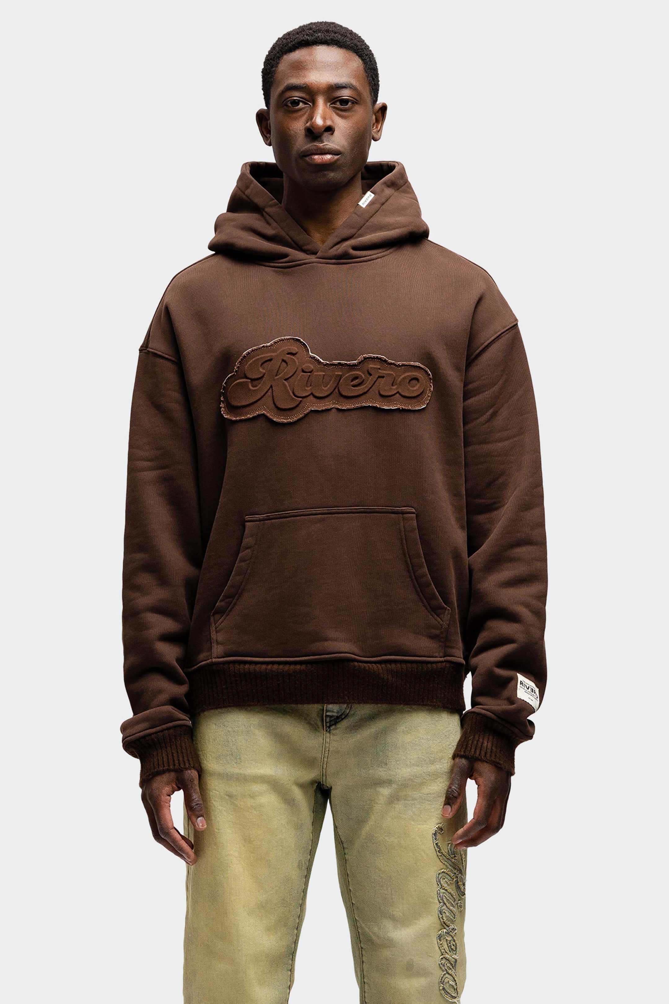 EMBOSSED HOODIE BROWN