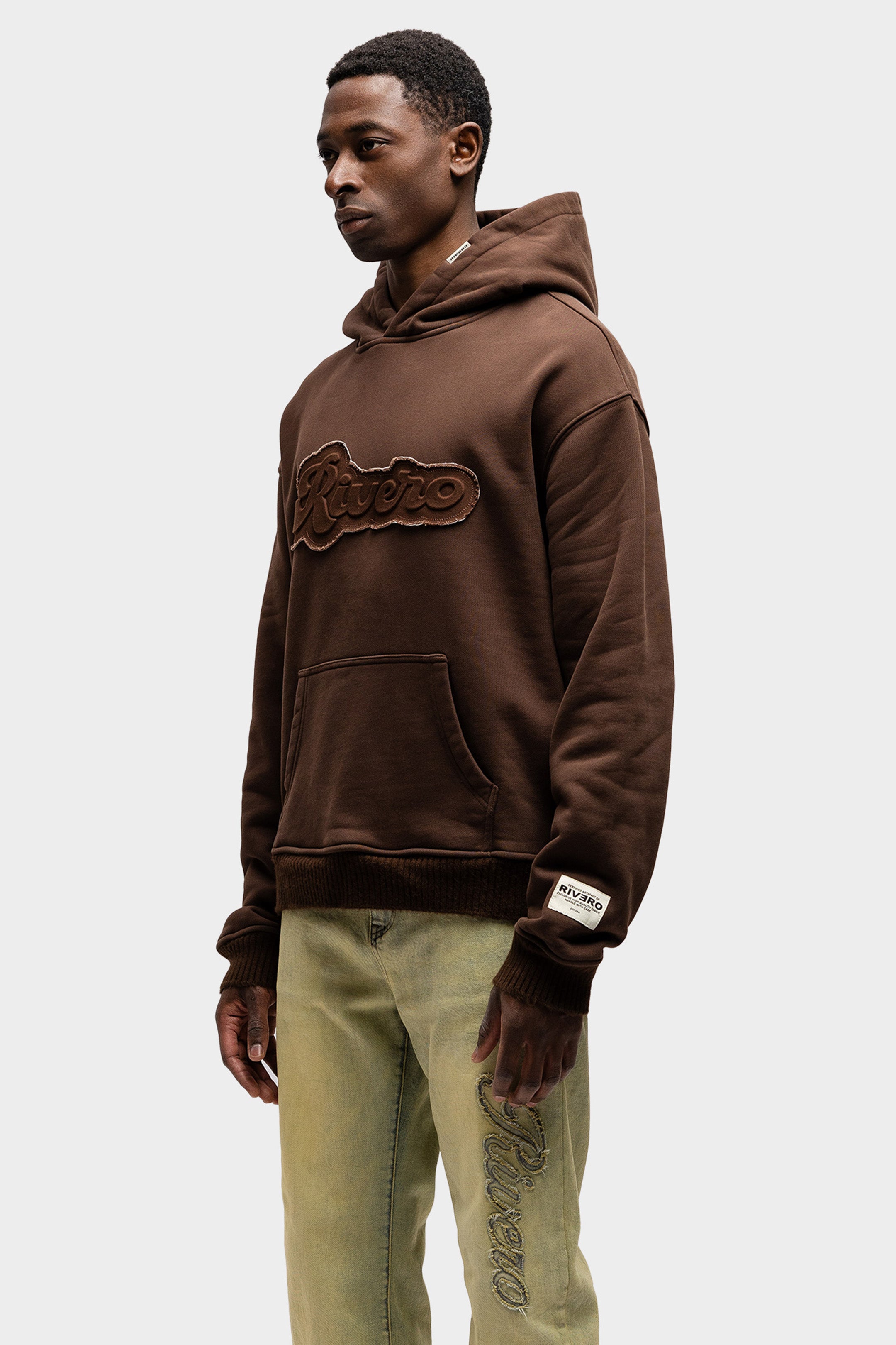 EMBOSSED HOODIE BROWN