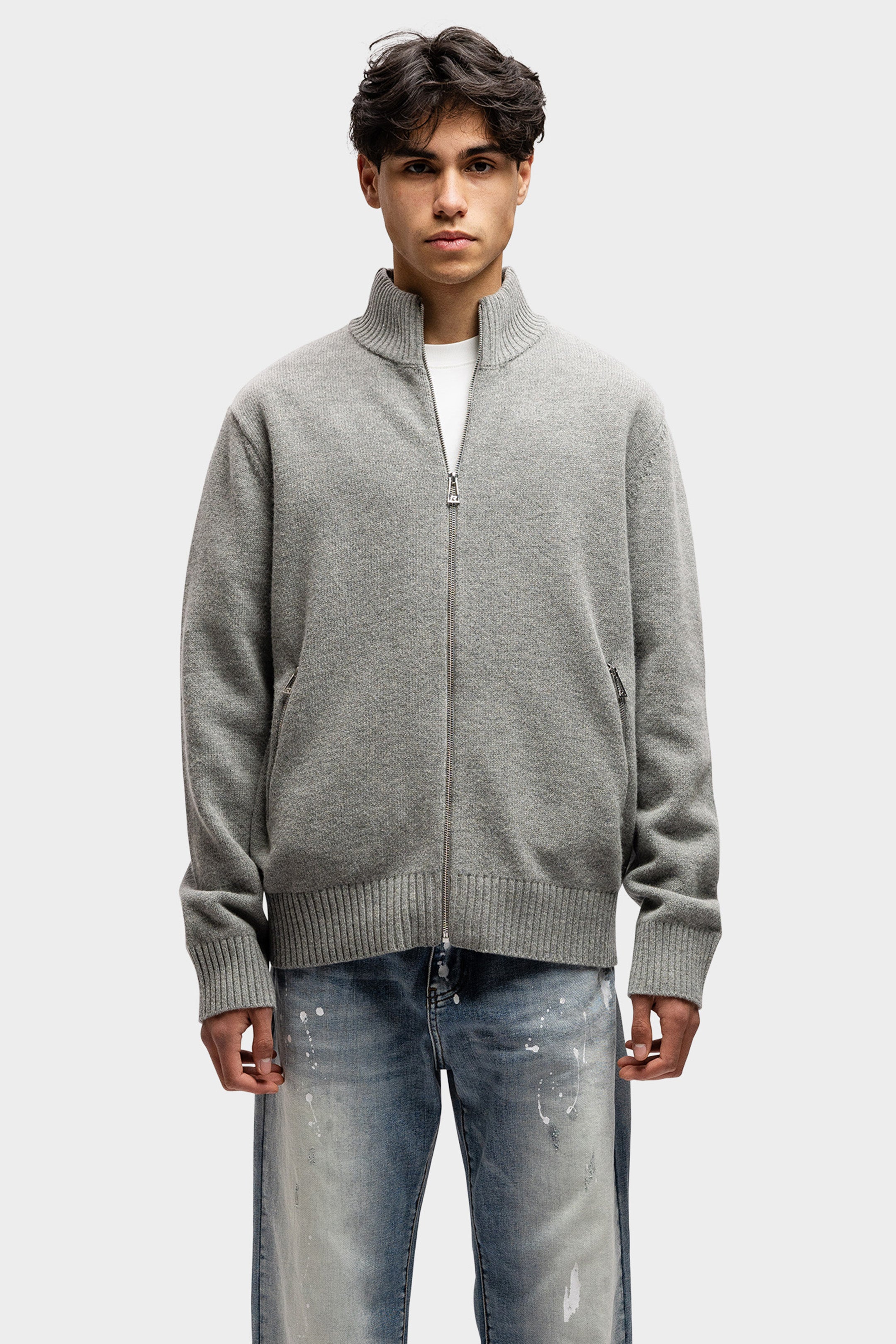 WOOL ZIP UP FROST GREY