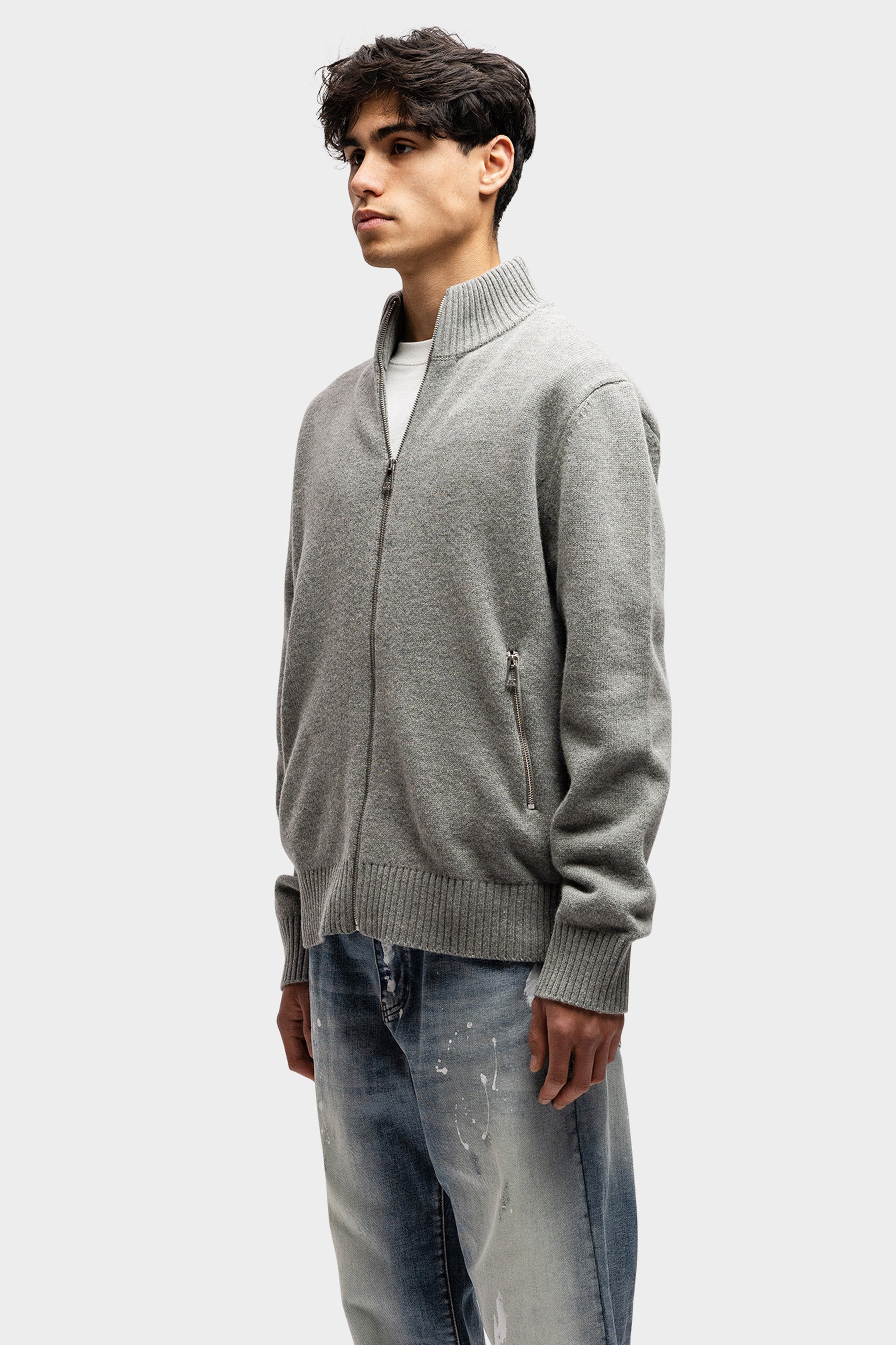 WOOL ZIP UP FROST GREY