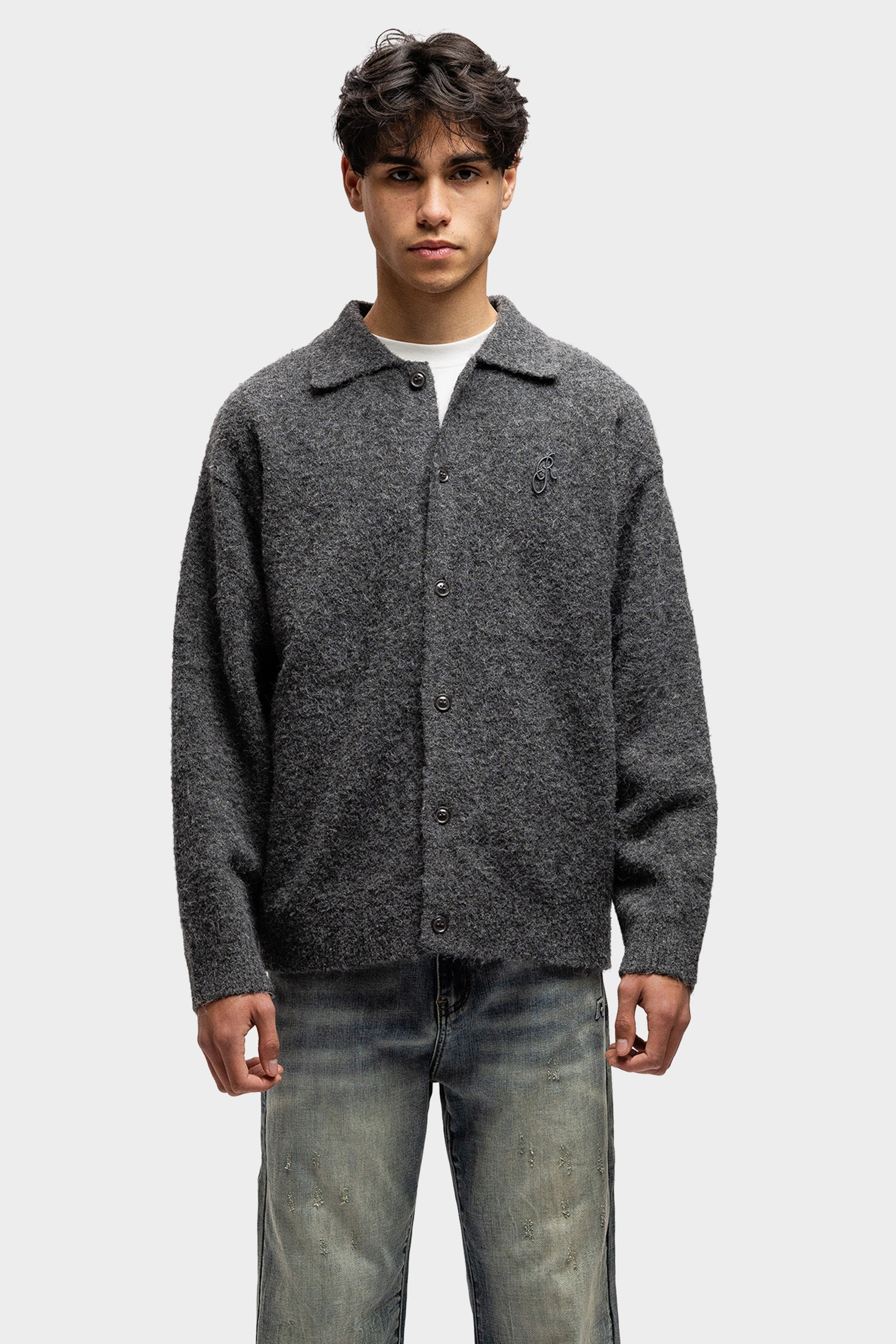 WOOL CARDIGAN KNIT GREY