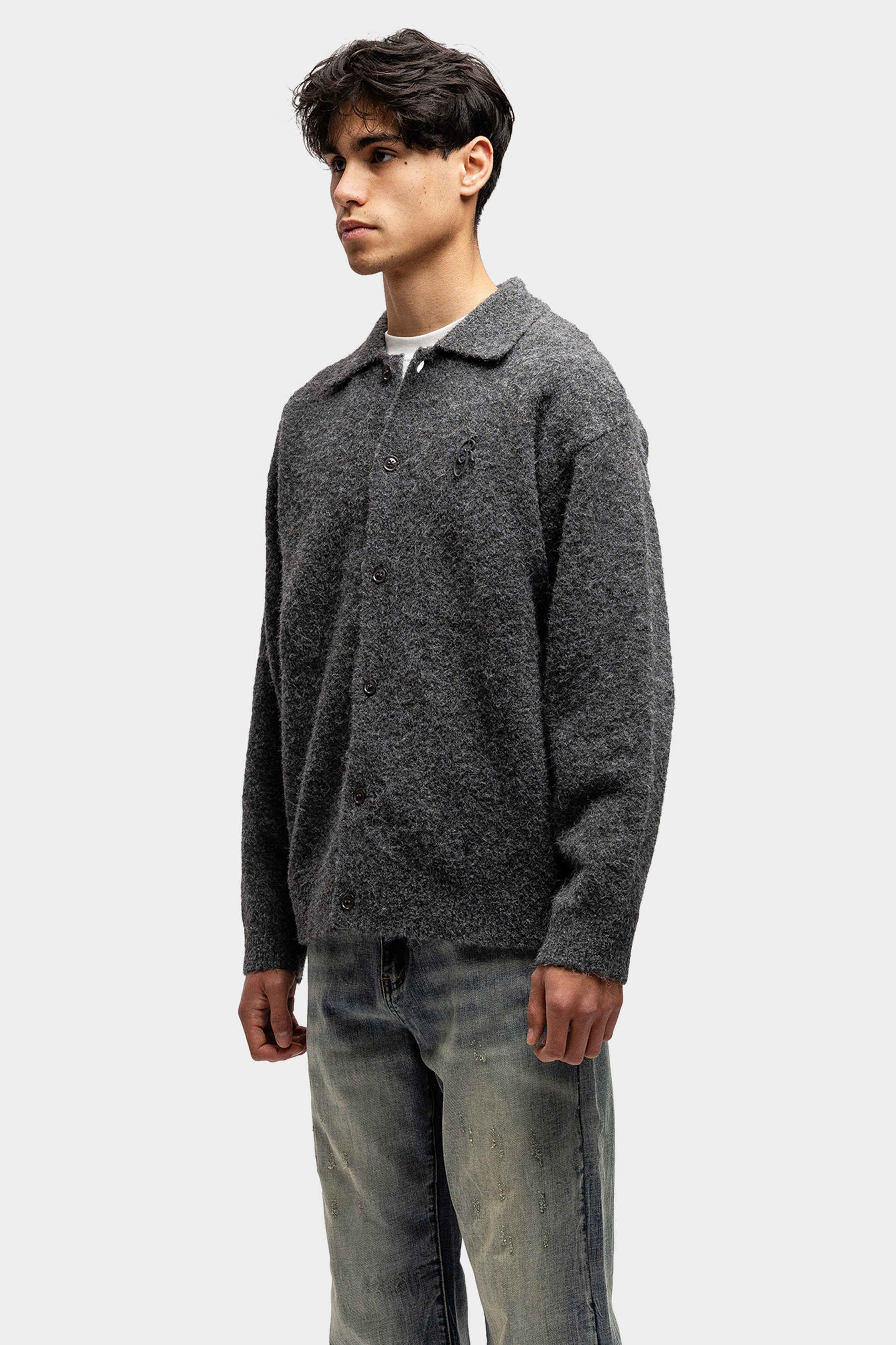 WOOL CARDIGAN KNIT GREY