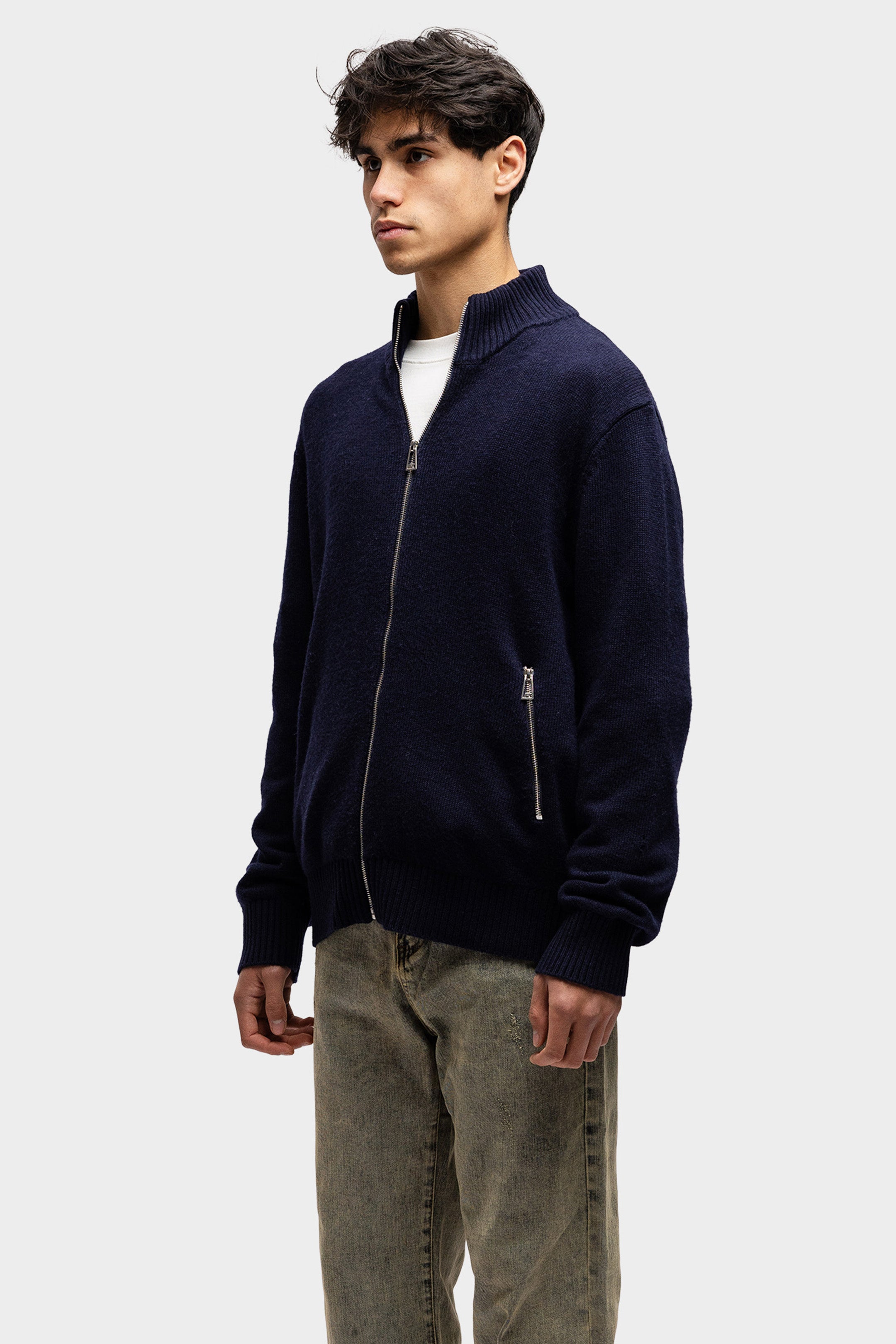 WOOL ZIP UP NAVY