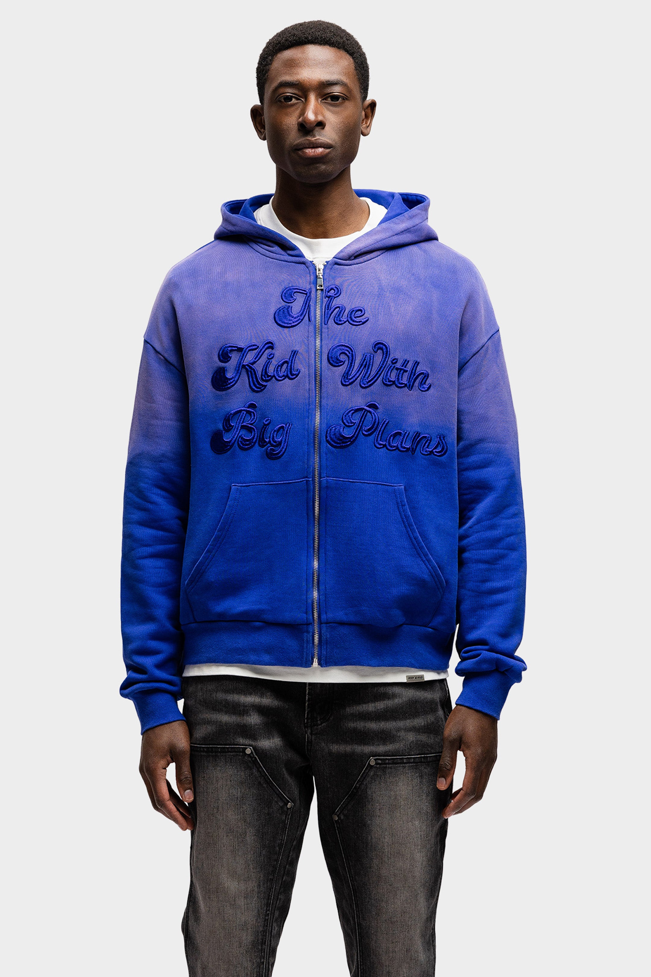 BIG PLANS OVERSIZED ZIP HOODIE WASHED BLUE