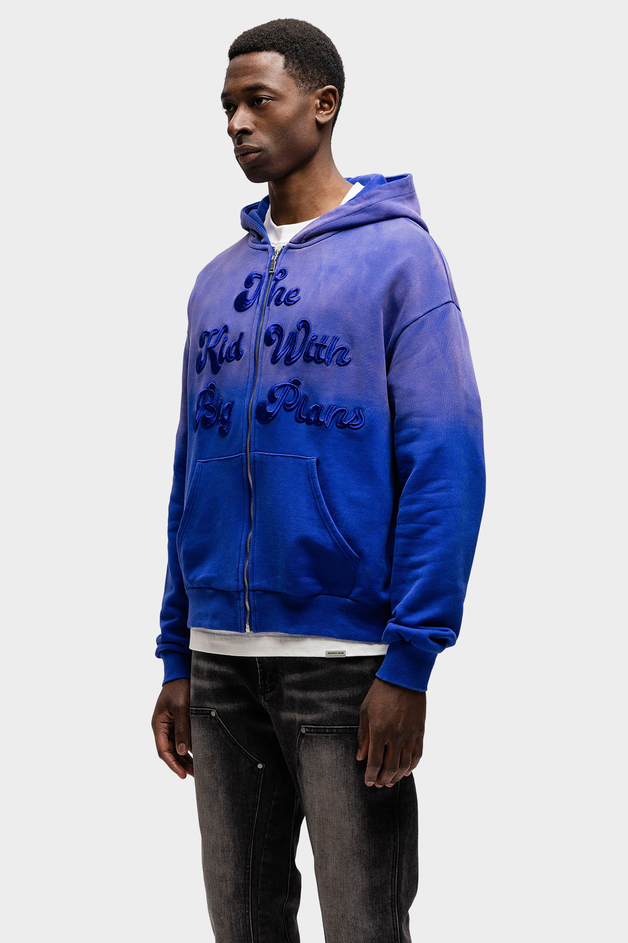 BIG PLANS OVERSIZED ZIP HOODIE WASHED BLUE
