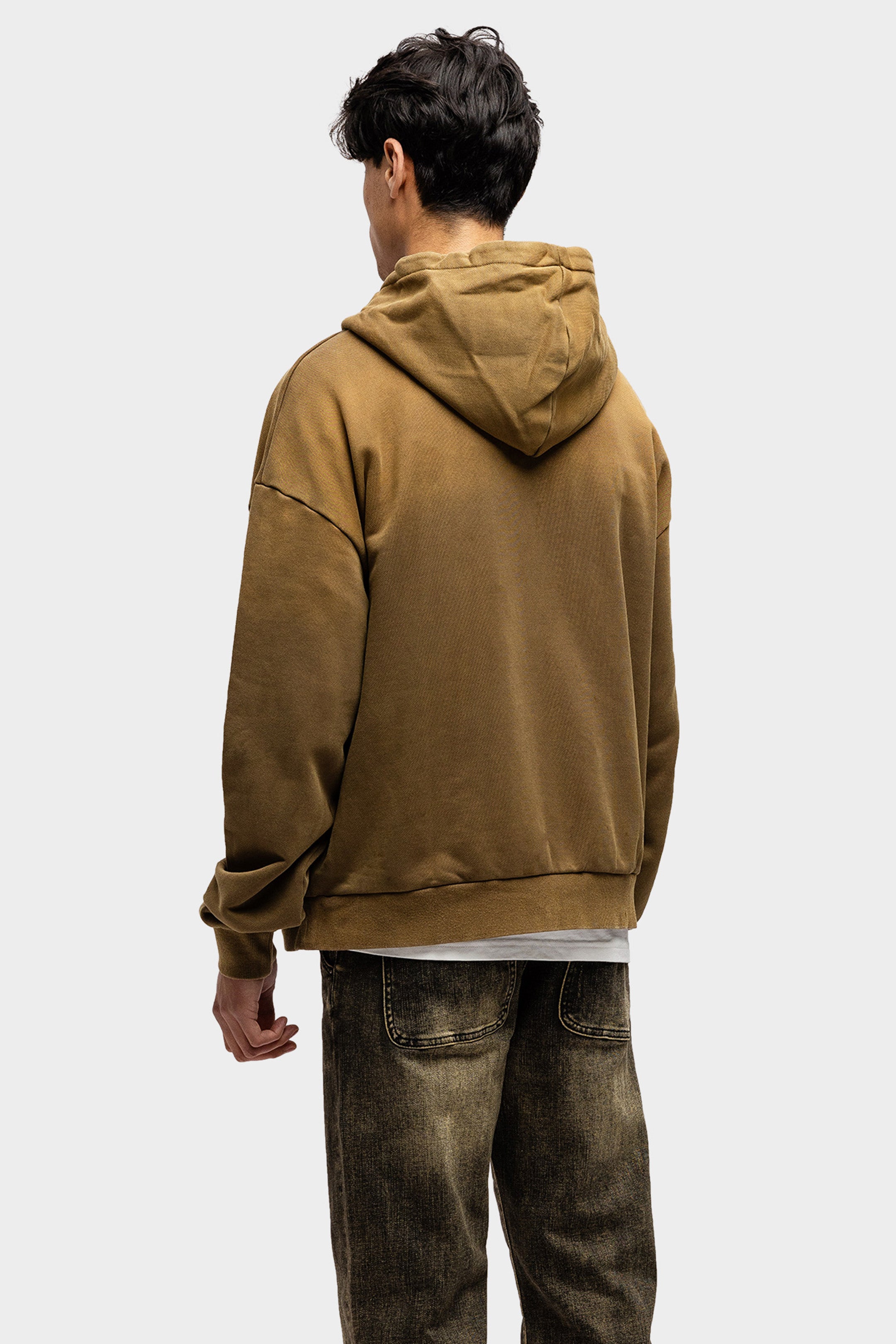 BIG PLANS ZIP HOODIE WASHED BROWN