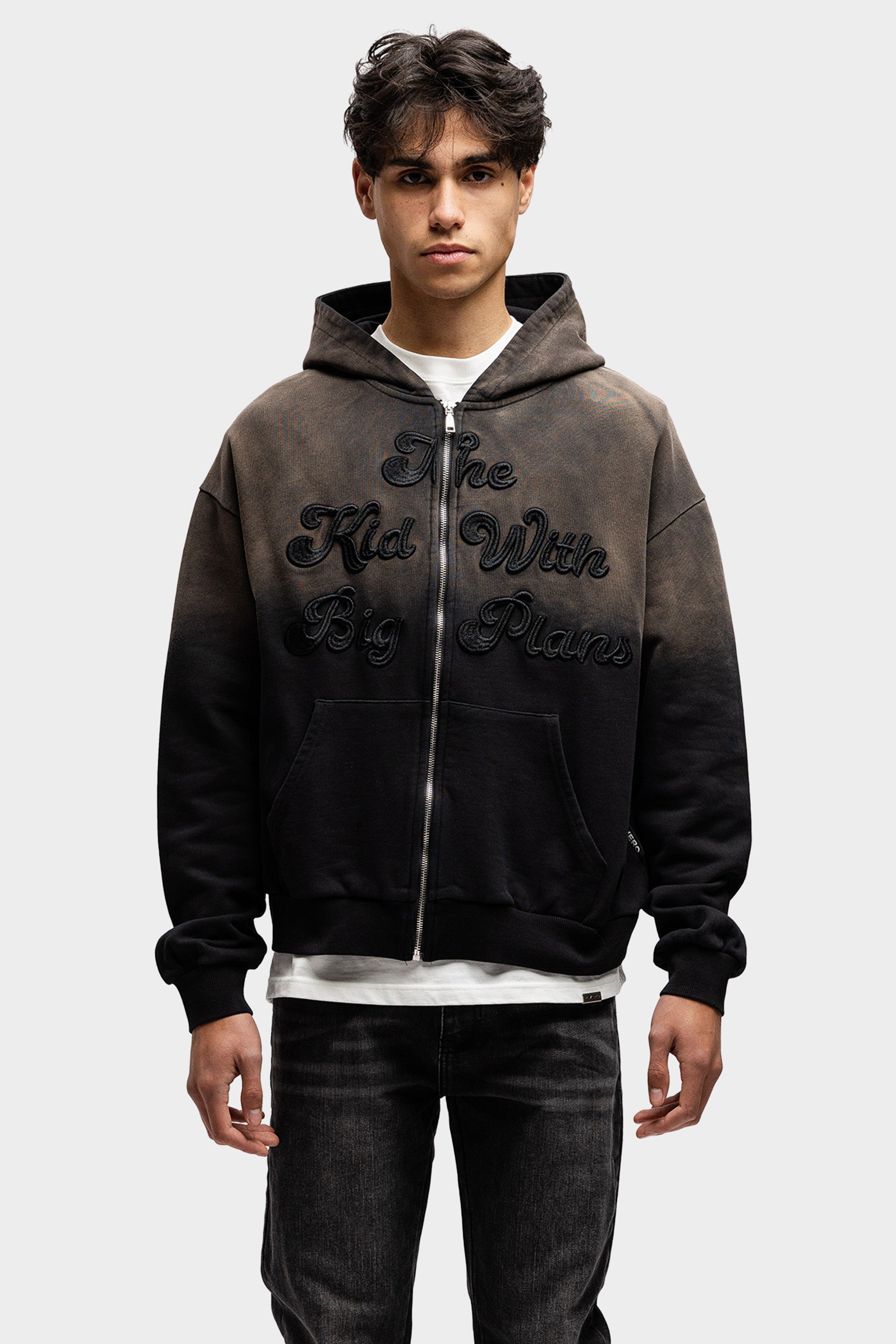 BIG PLANS OVERSIZED ZIP HOODIE WASHED DARK
