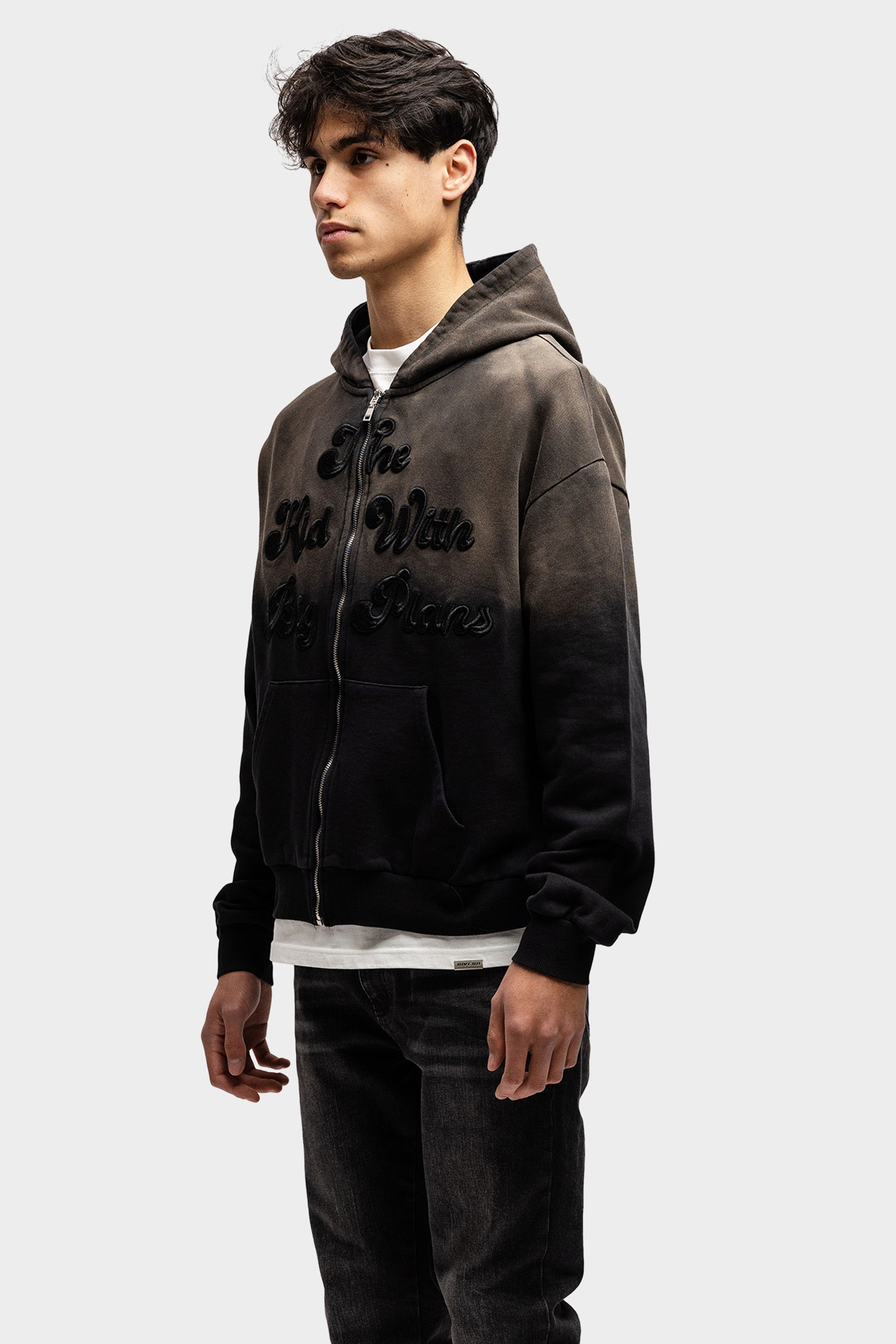 BIG PLANS OVERSIZED ZIP HOODIE WASHED DARK