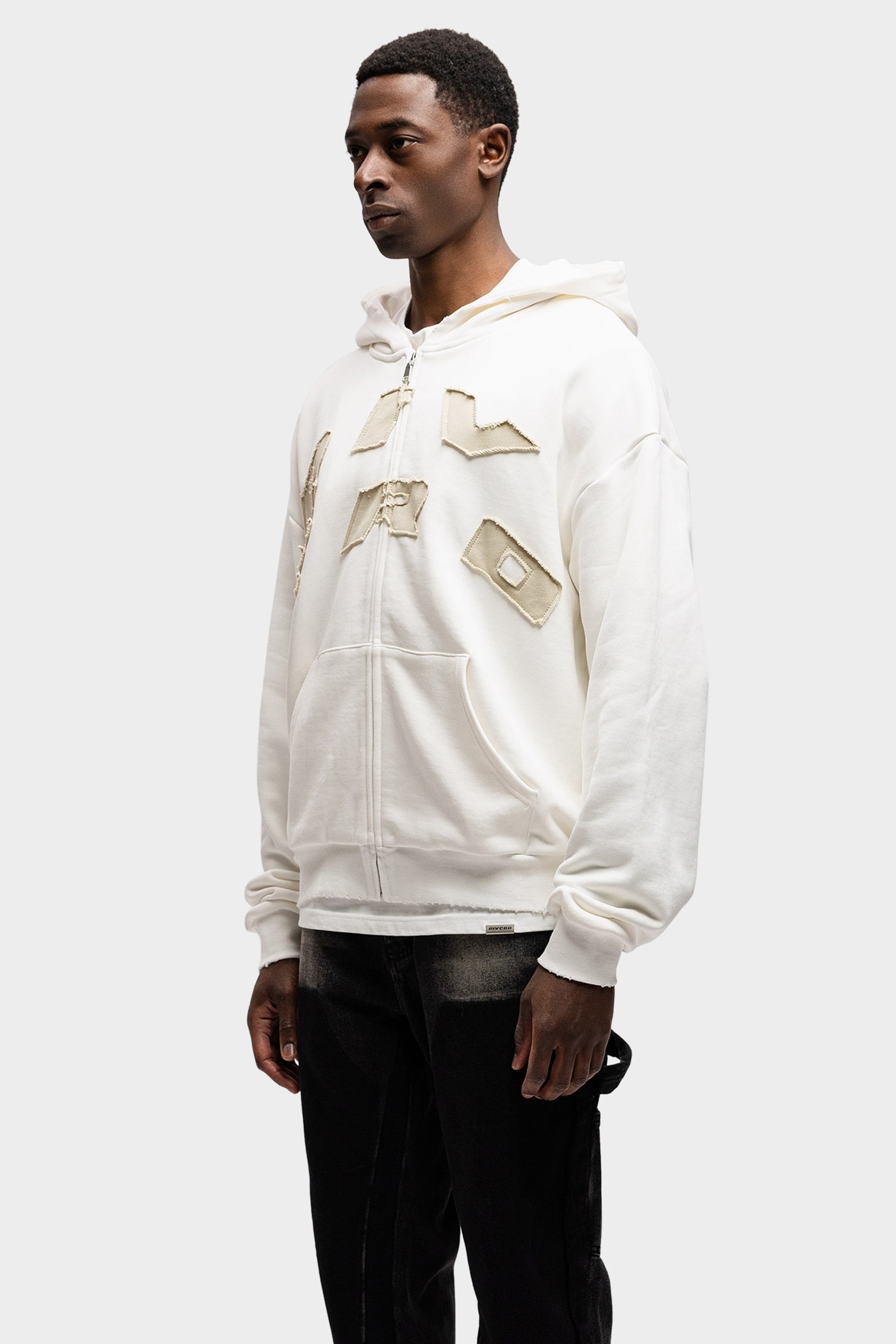SCRIPT ZIP HOODIE WHITE