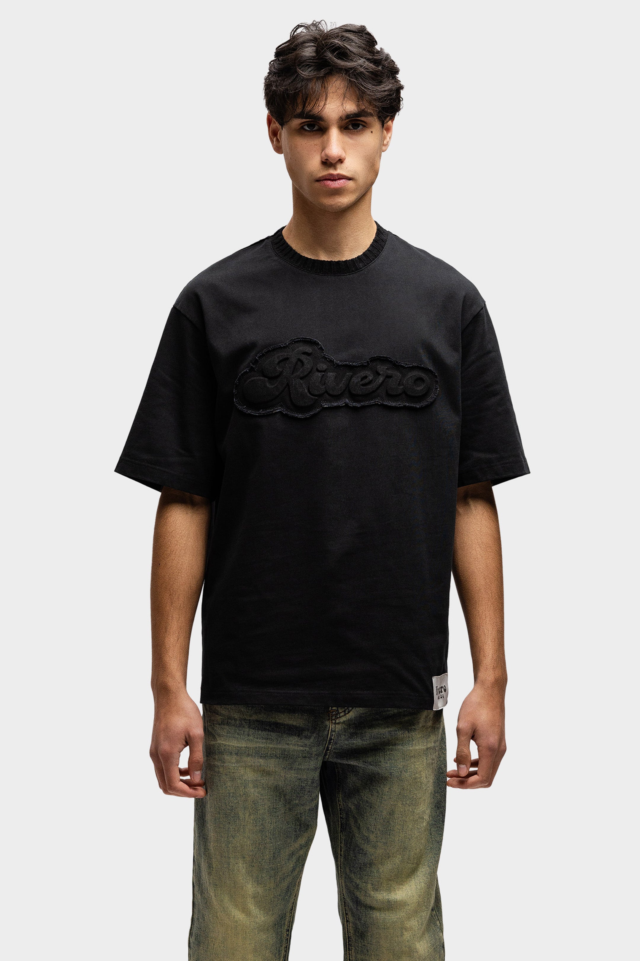 EMBOSSED OVERSIZED T-SHIRT BLACK