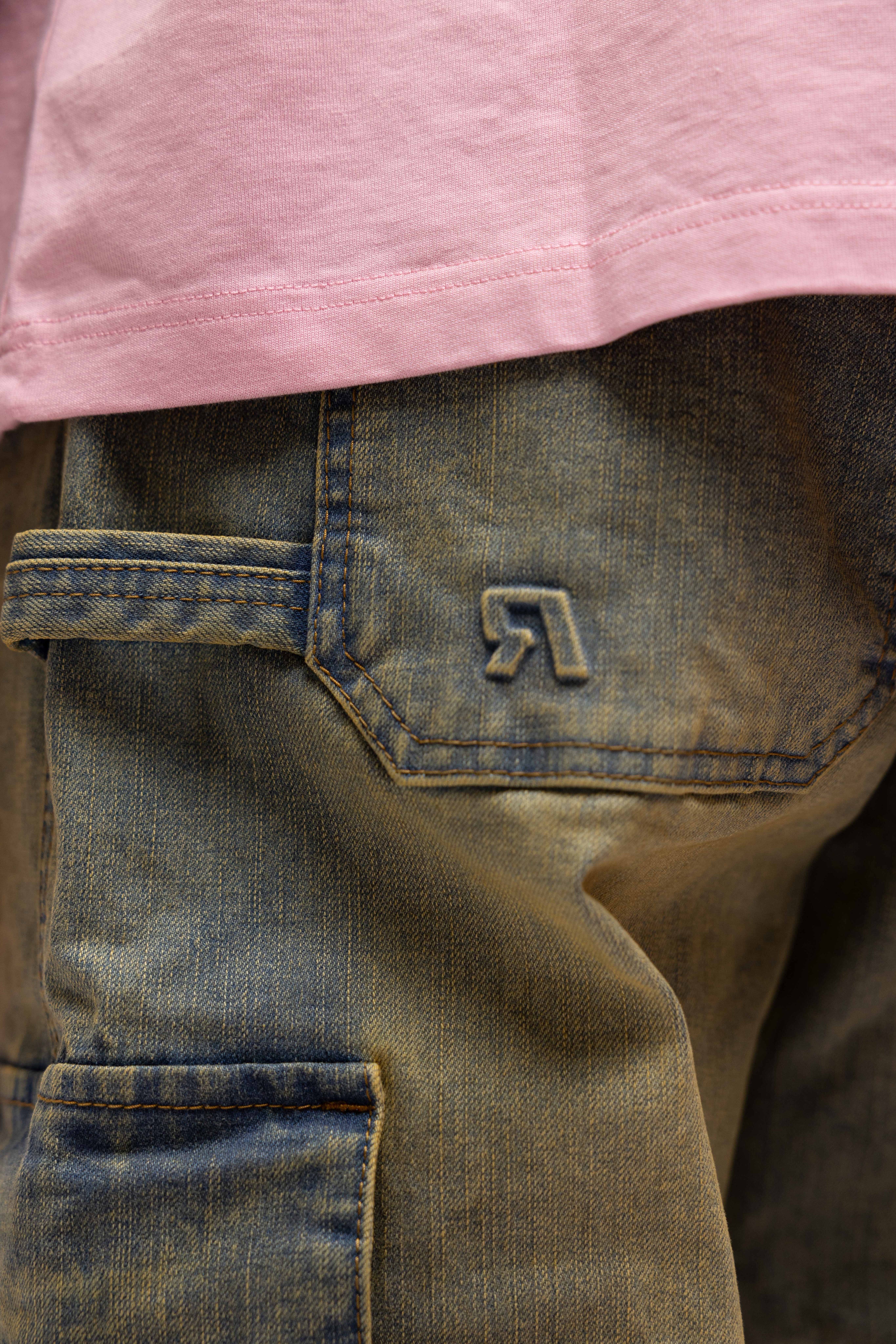 BAGGY HEAVY WASHED CARGO DENIM JEANS