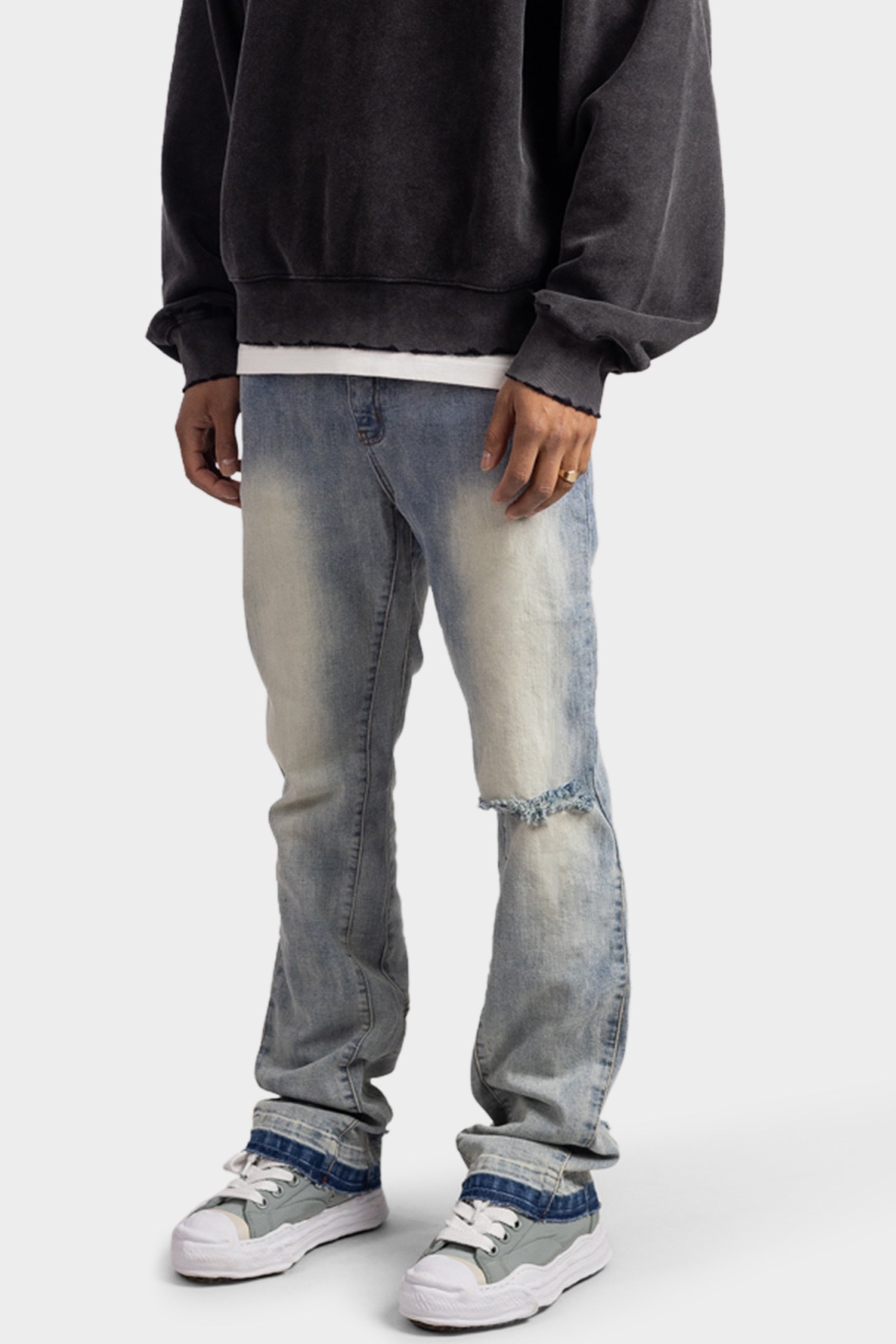 DESTROYER FLARED DENIM JEANS WASHED