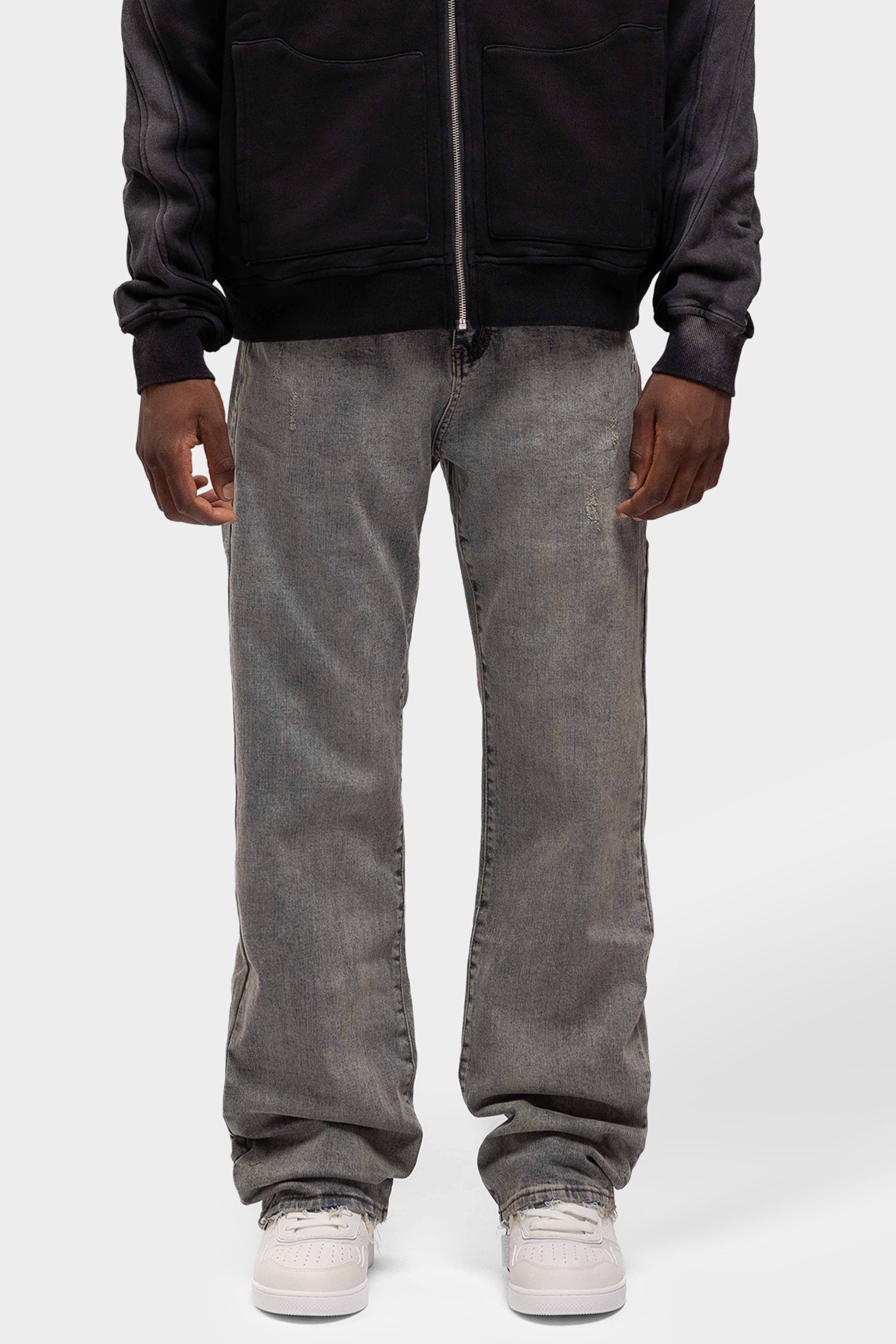 RELAXED VINTAGE WASHED EMBOSSED DENIM JEANS