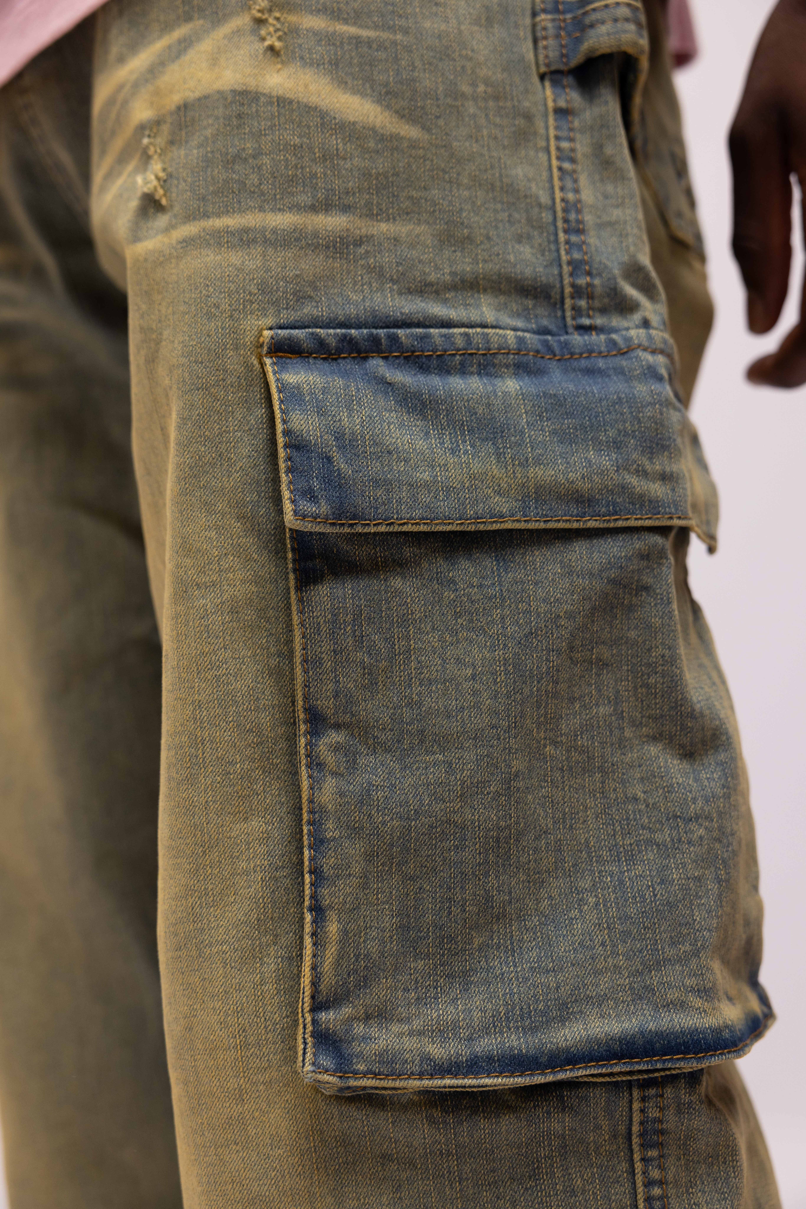 BAGGY HEAVY WASHED CARGO DENIM JEANS