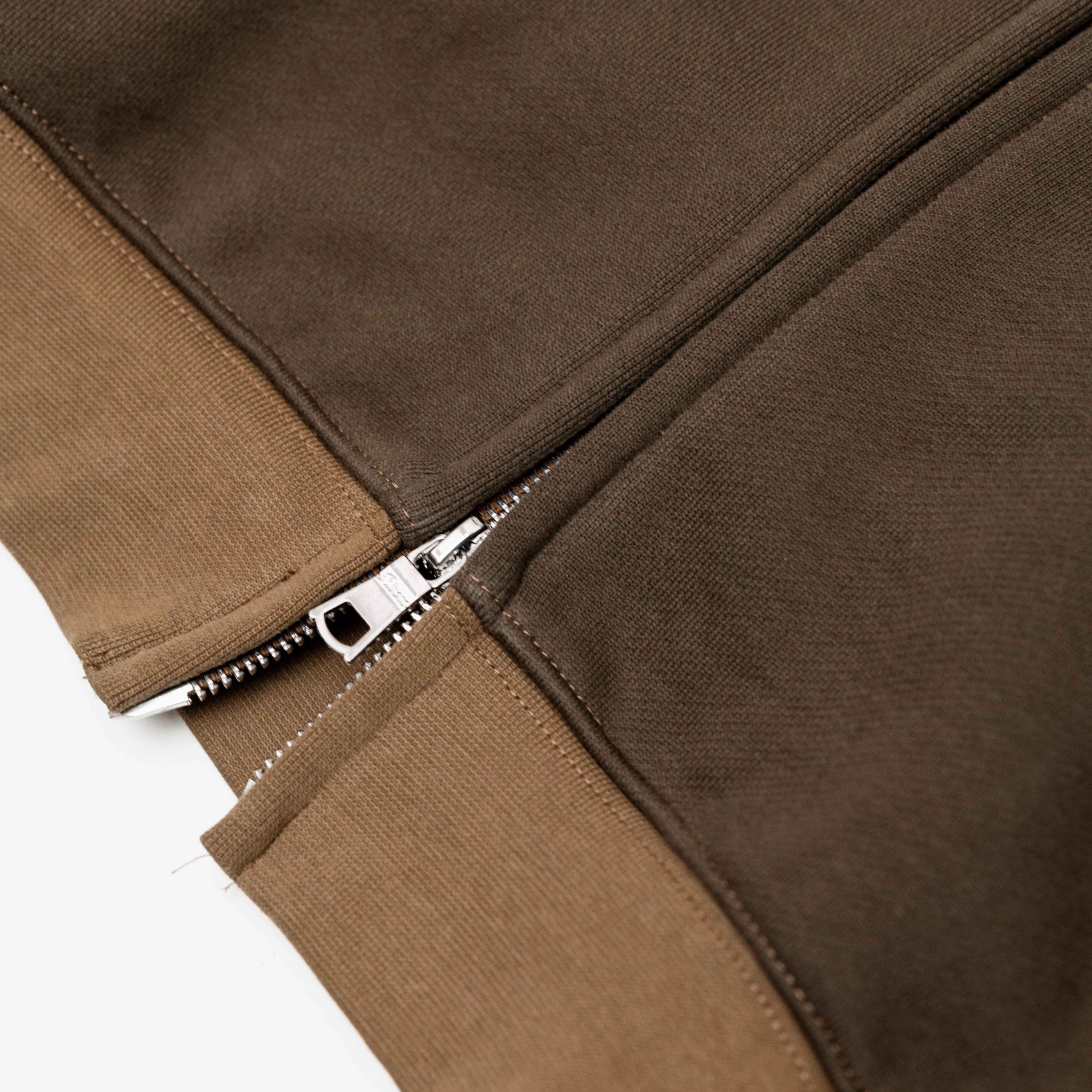 RAGLAN COLLEGE ZIP HOODIE BROWN