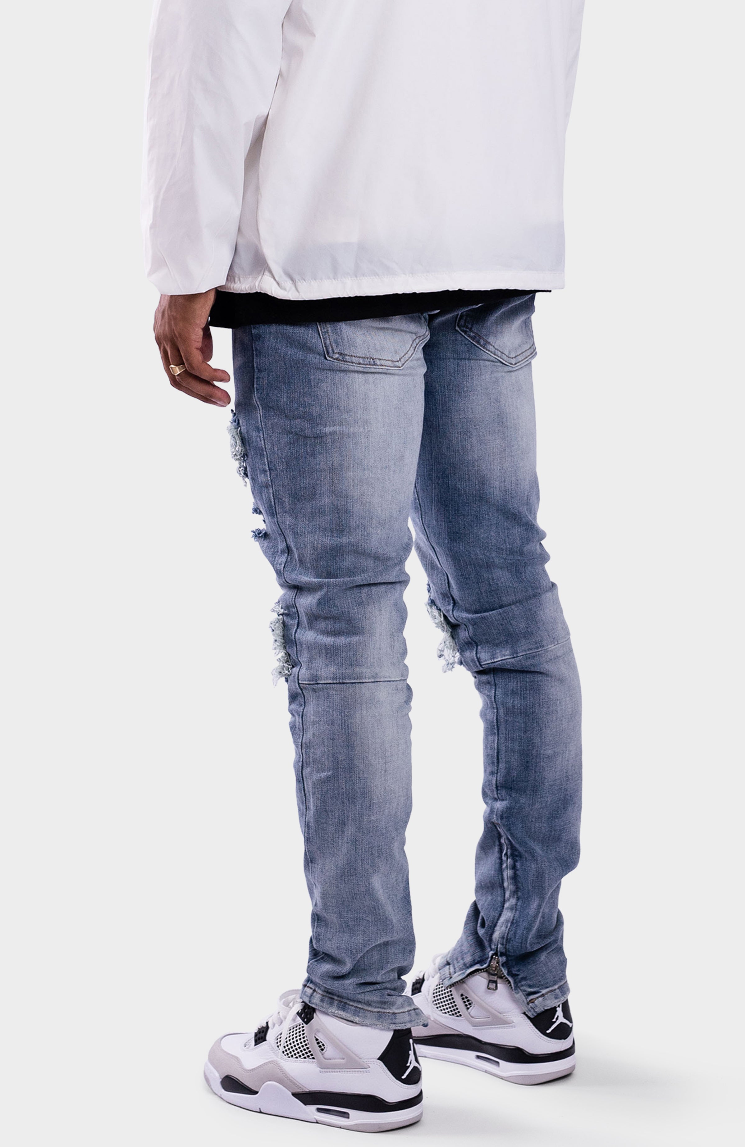 ZIP DENIM JEANS LIGHT BLUE