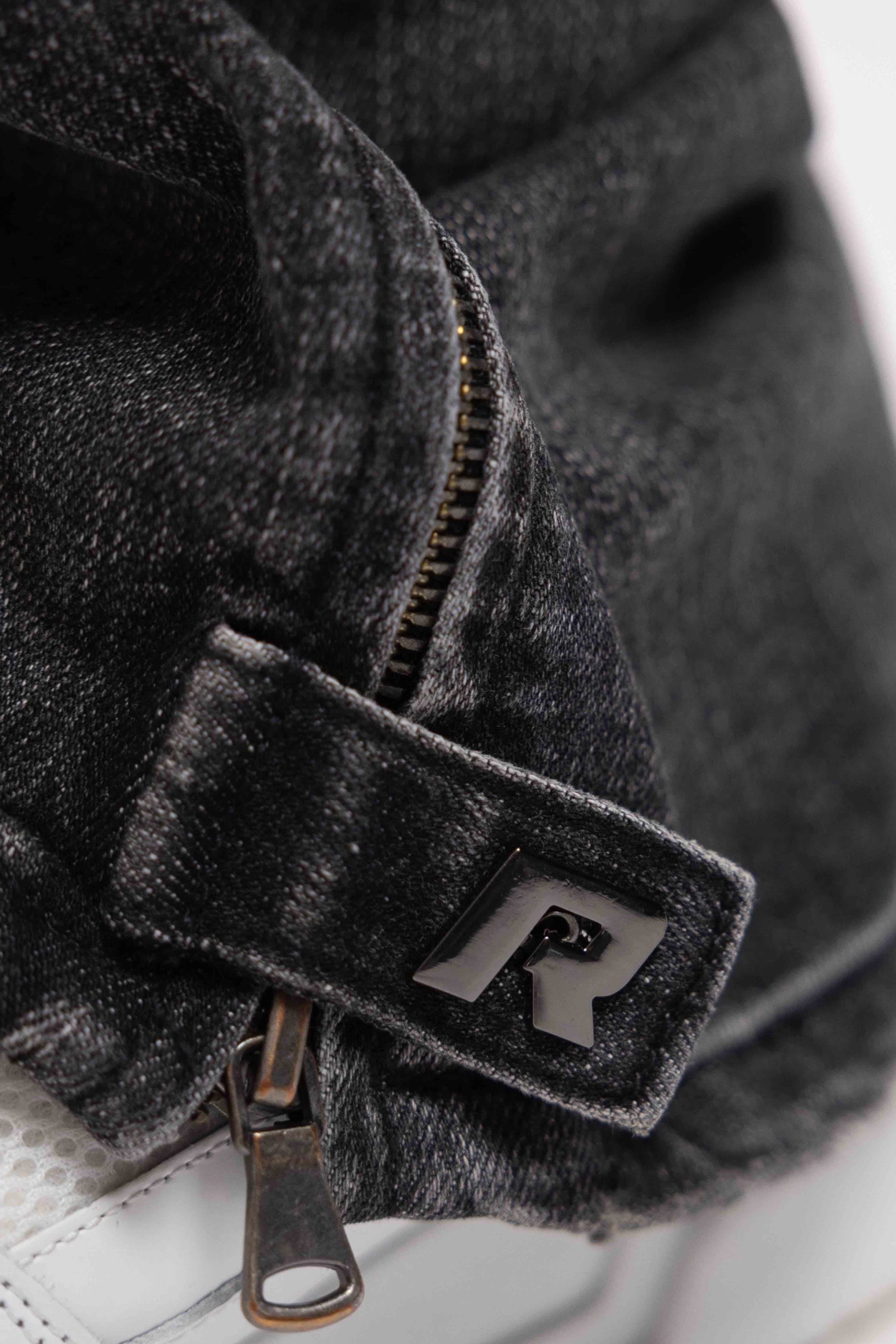 SLIM BUTTONED ZIP DENIM WASHED BLACK