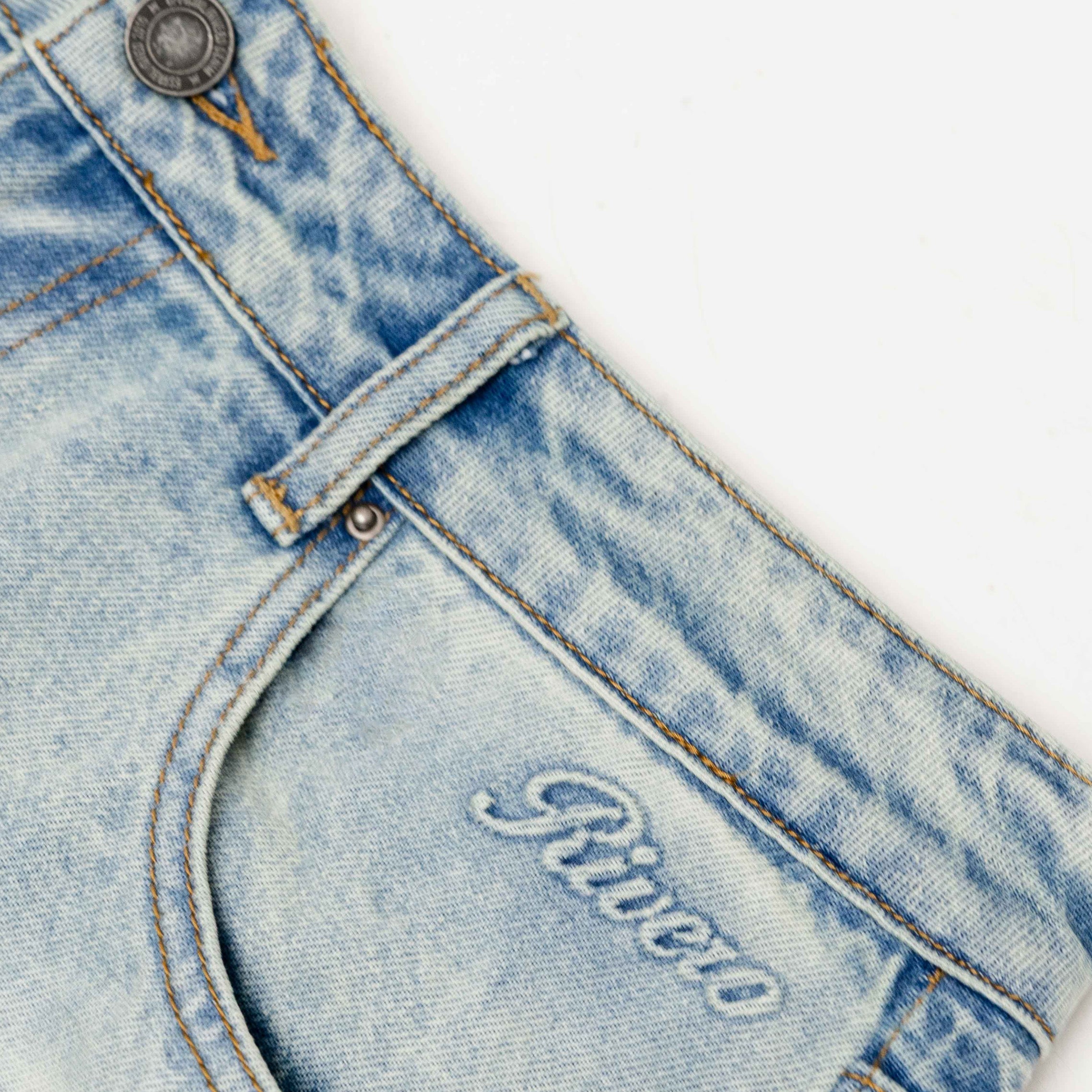 REGULAR PLAIN MIST BLUE EMBOSSED DENIM JEANS PRE-ORDER