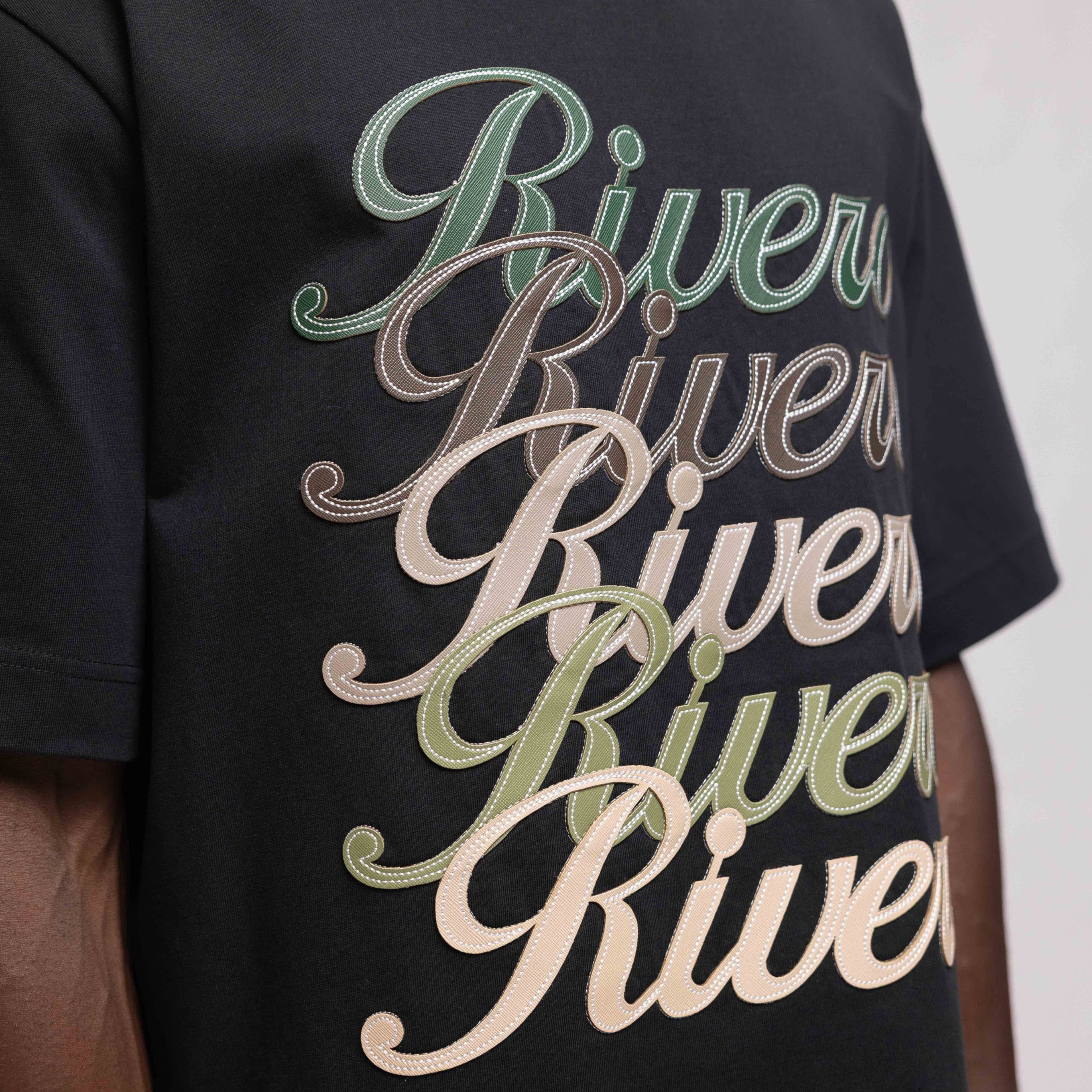 SIGNATURE LEATHER PATCHED T-SHIRT BLACK