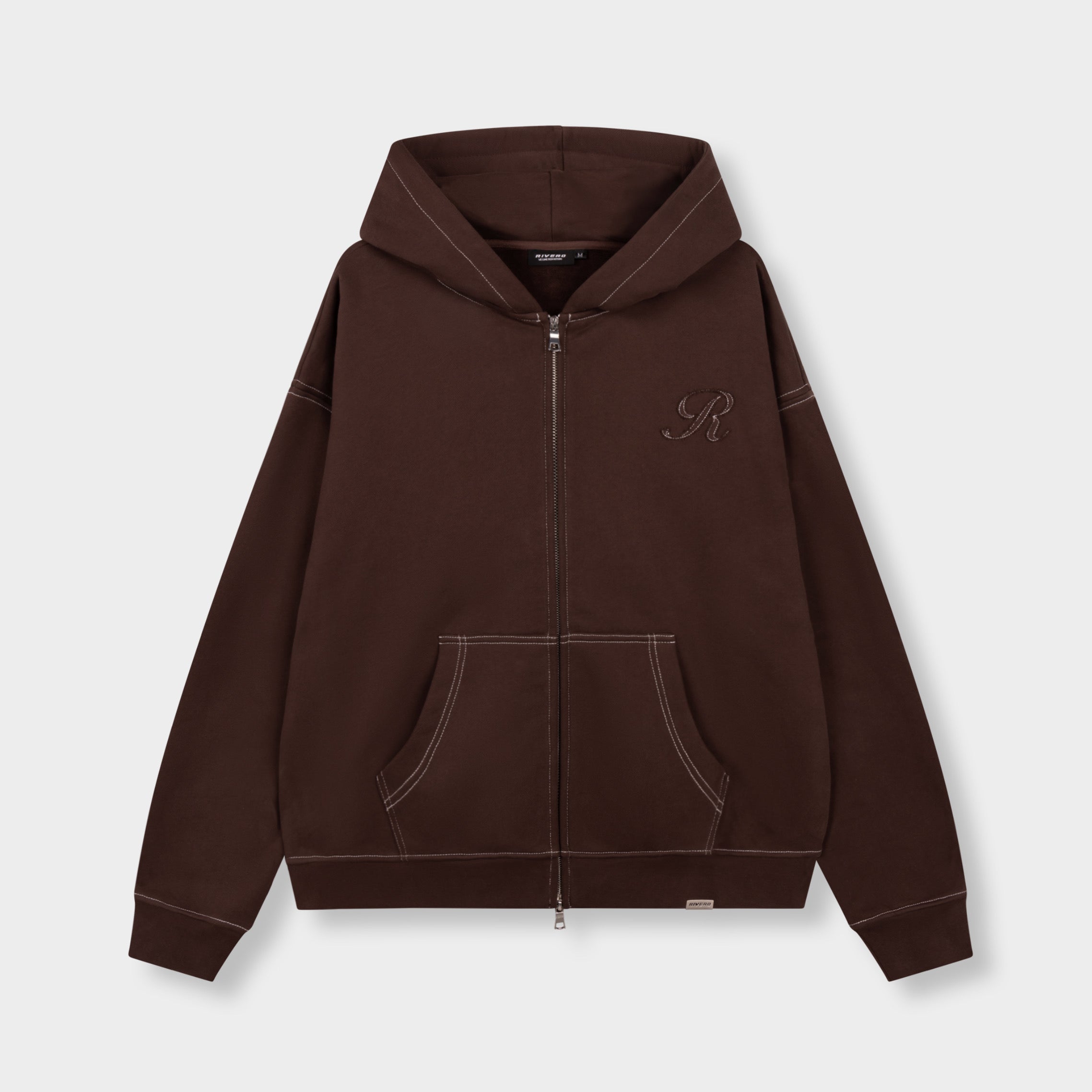 SEAMS ZIP HOODIE BROWN